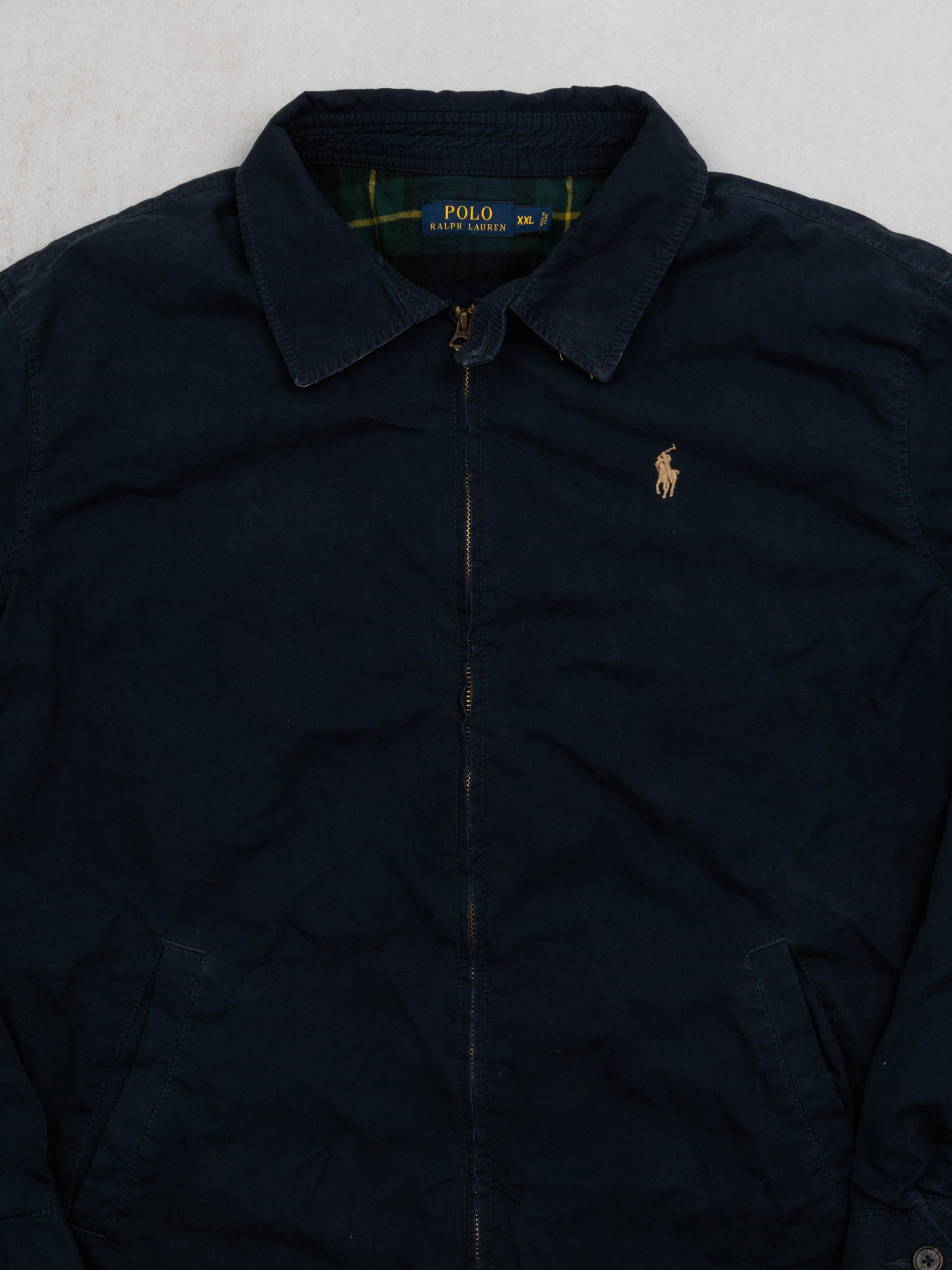 Vintage Navy + Beige Insulated Polo Zip Up Jacket (XL)