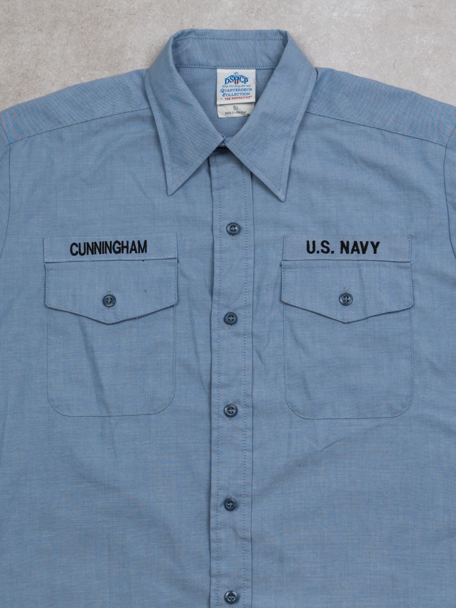 Vintage Blue U.S Navy Button Up Shirt (L)
