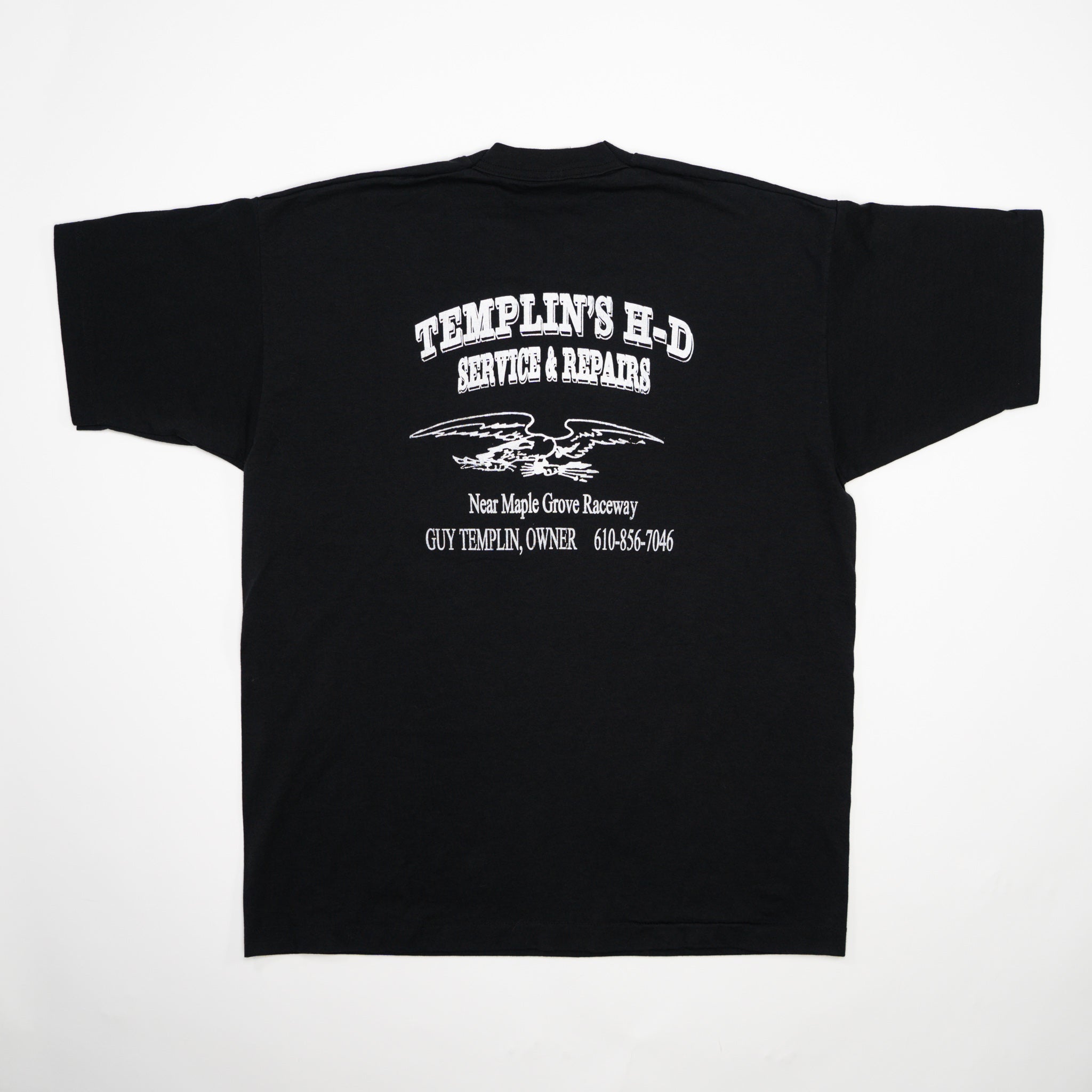 Vintage 90s Black Templin's H-D Service + Repairs Tee (L)