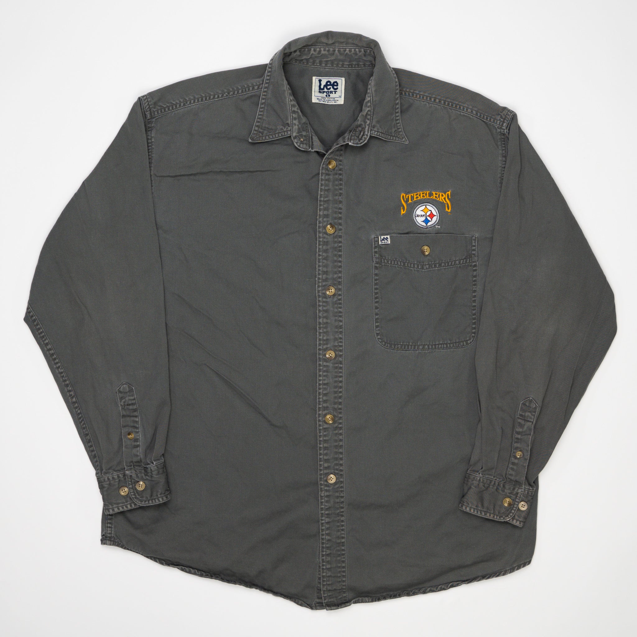 Vintage 90s Grey Steelers x Lee Sports Button Up (L) | Rebalance Vintage.