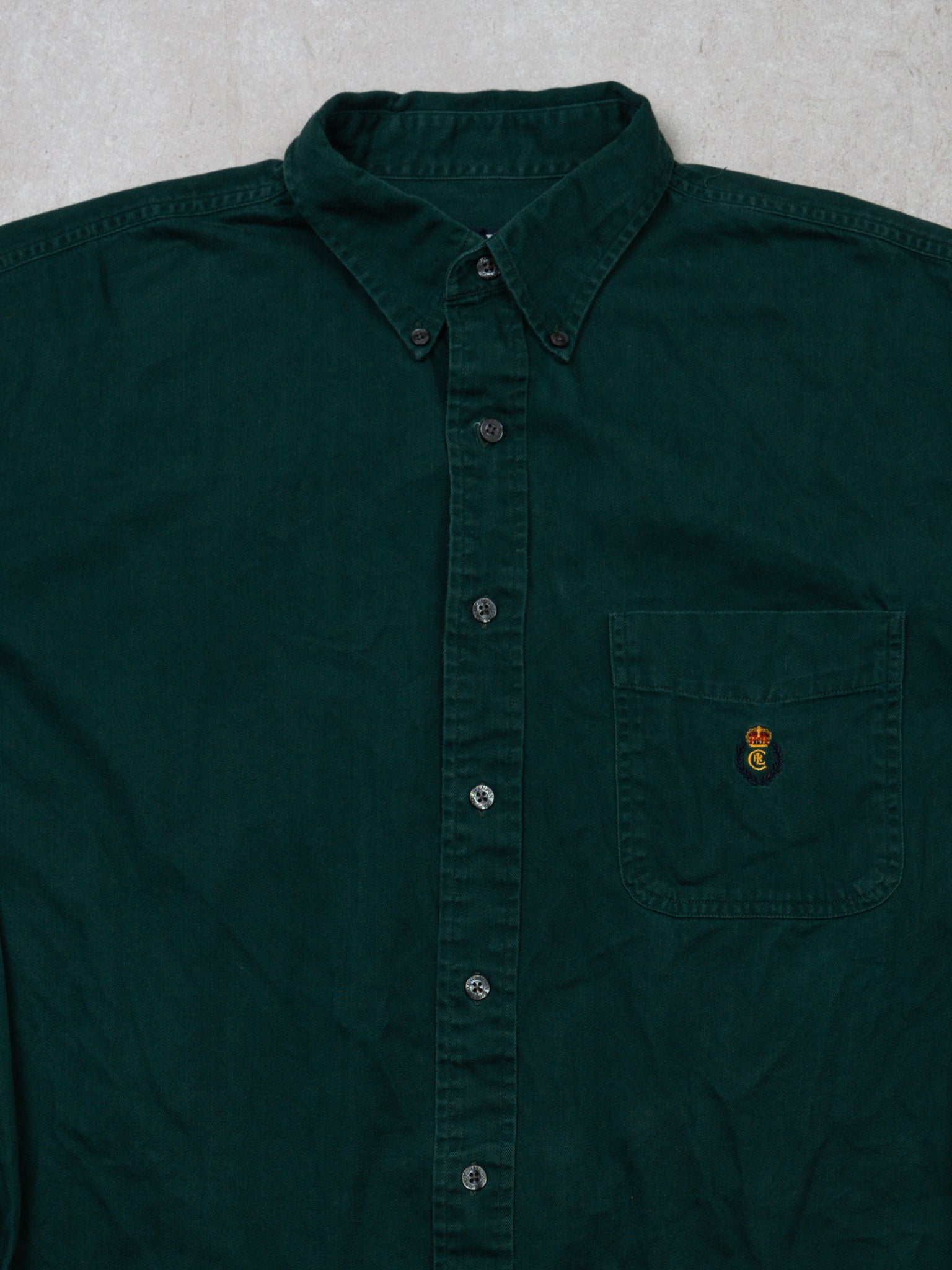 Vintage 90s Dark Green Chaps RL Long Sleeve Button Up (L)