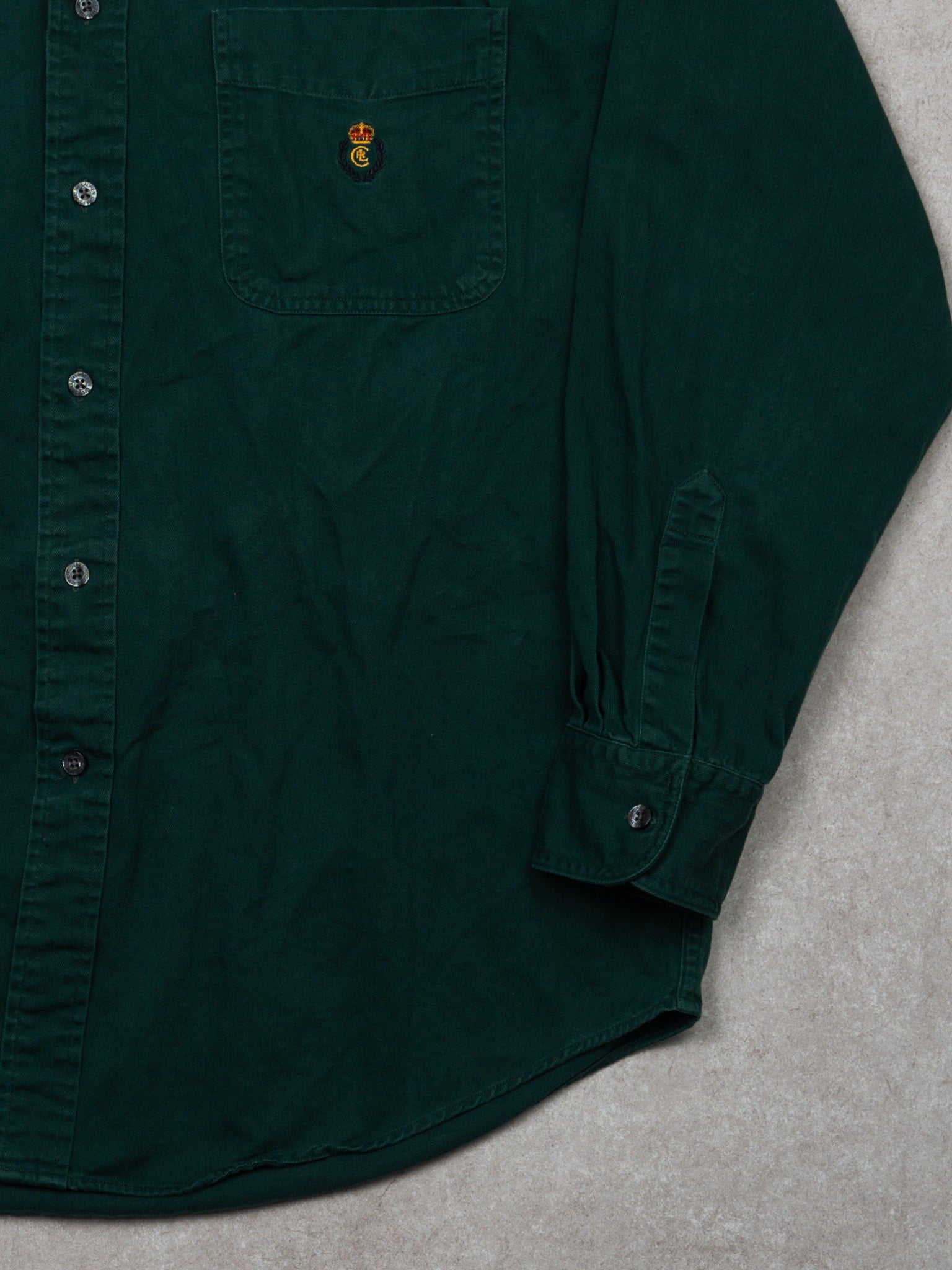 Vintage 90s Dark Green Chaps RL Long Sleeve Button Up (L)