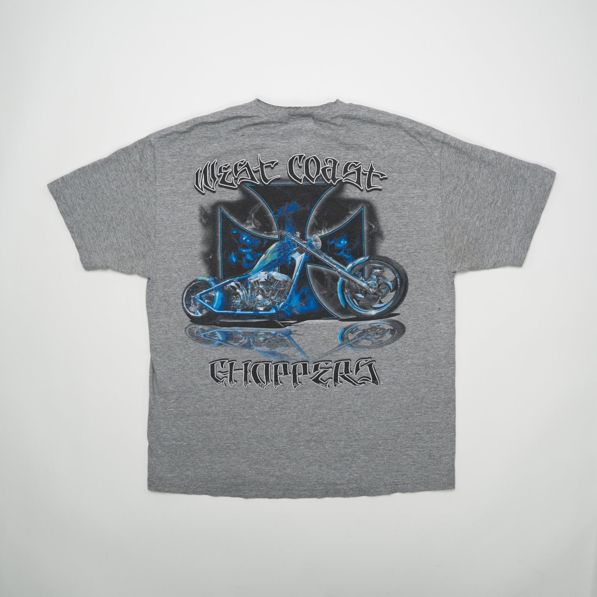 Vintage Grey West Coast Choppers Blue Flame Tee (L) | Rebalance Vintage.