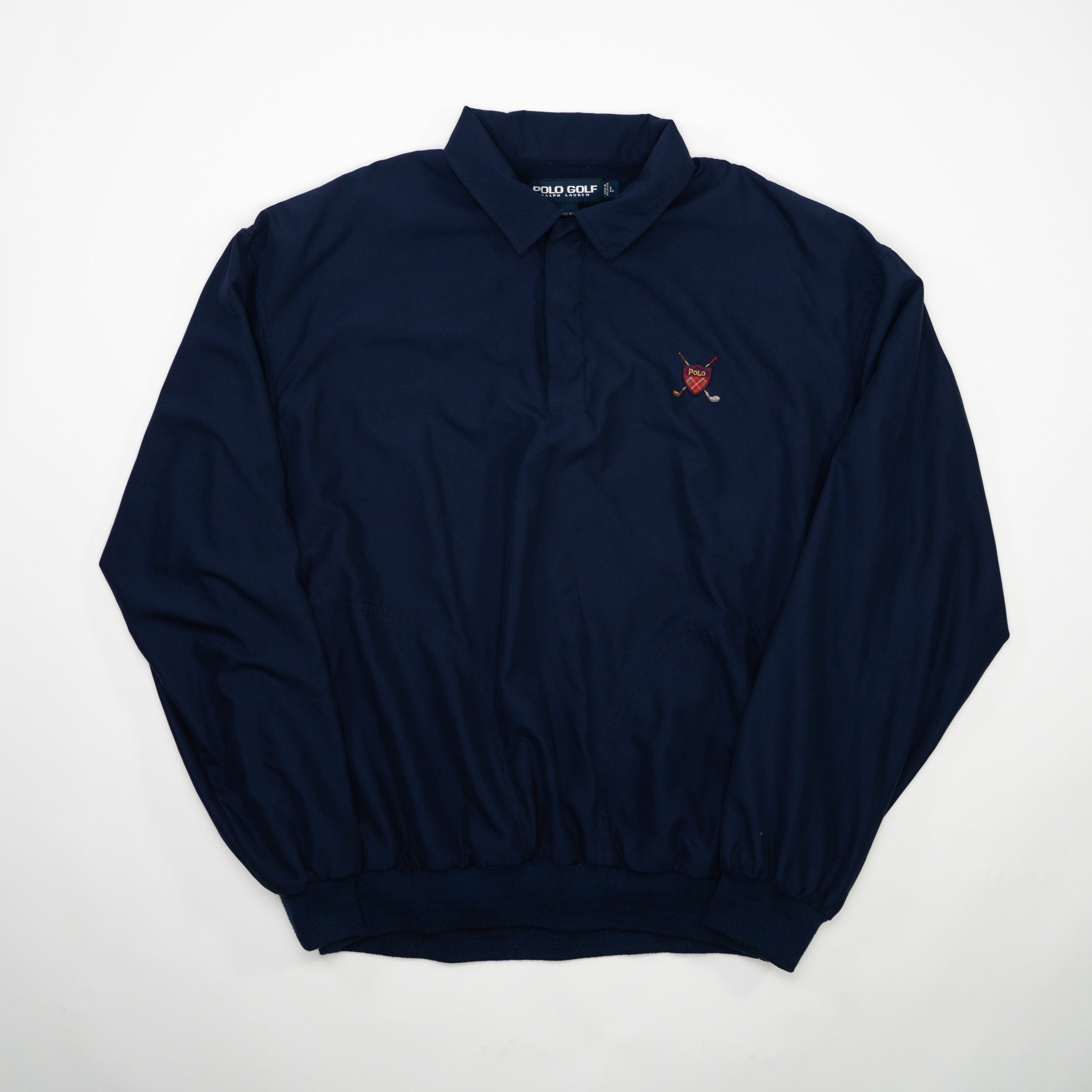 Vintage Blue Polo RL Sports Insulated 1/4 Button Windbreaker (L/XL)