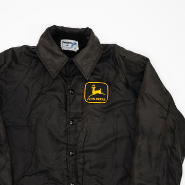 Vintage 70s Black John Deere Insulated Button Up Jacket (M) | Rebalance Vintage.