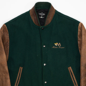 Vintage Green + Brown Muskoka Transport Letterman Jacket (L) | Rebalance Vintage.