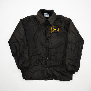 Vintage 70s Black John Deere Insulated Button Up Jacket (M) | Rebalance Vintage.