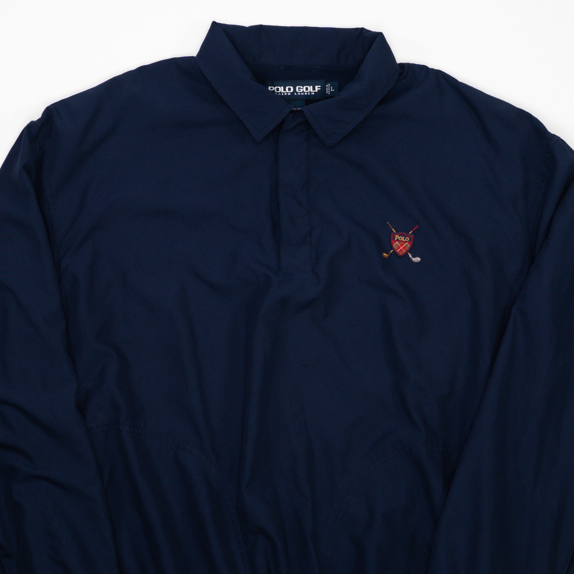 Vintage Blue Polo RL Sports Insulated 1/4 Button Windbreaker (L/XL)