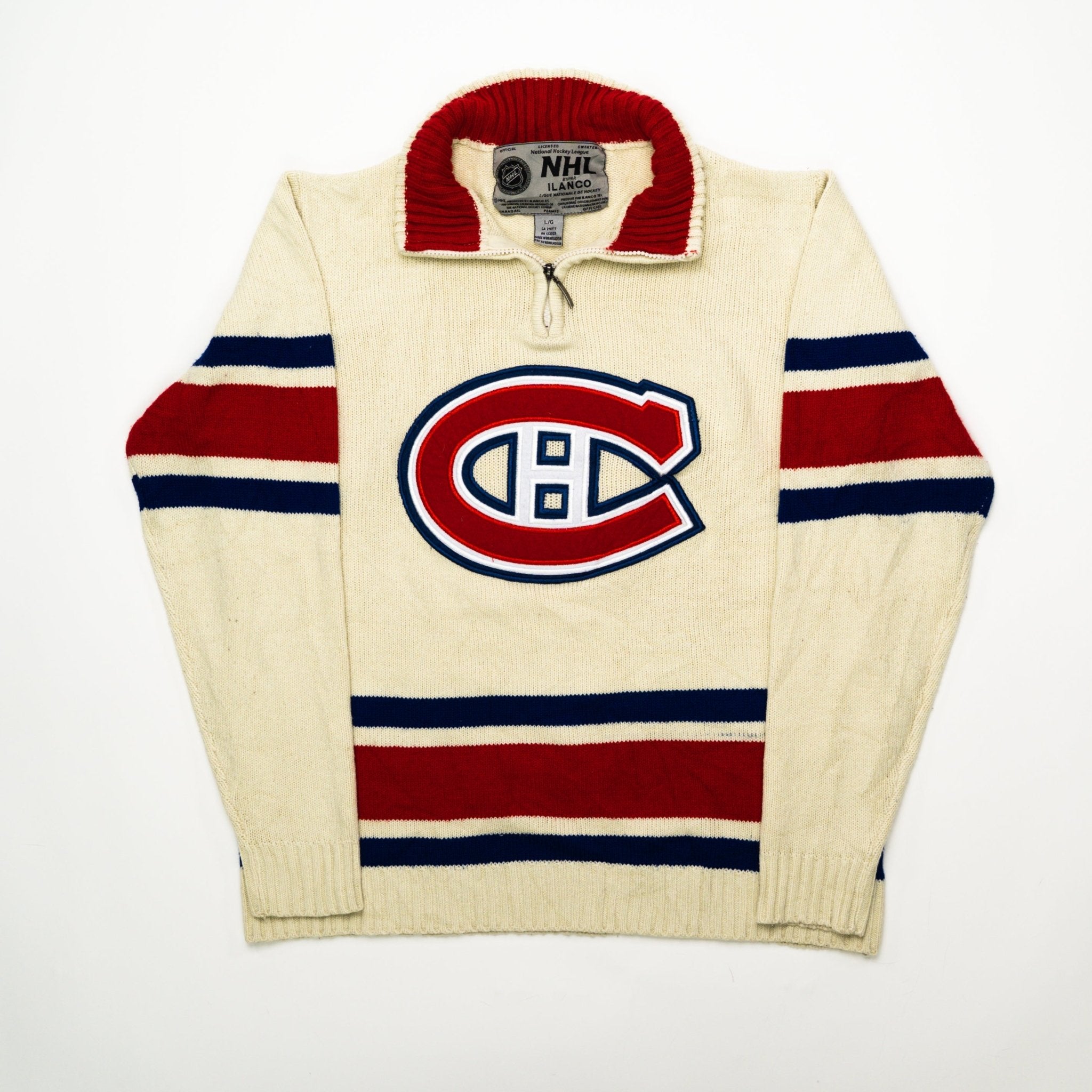 Vintage MTL Canadiennes 1/4 zip Knit Sweater (L) | Rebalance Vintage.