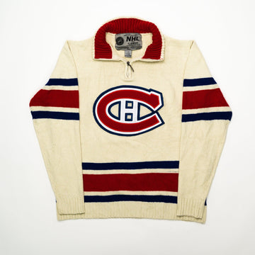 Vintage MTL Canadiennes 1/4 zip Knit Sweater (L) | Rebalance Vintage.