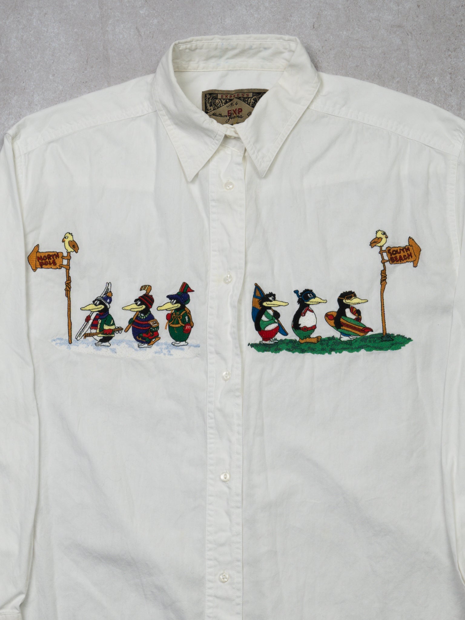 Vintage White Penguin South Beach Long Sleeve Button Up (L)