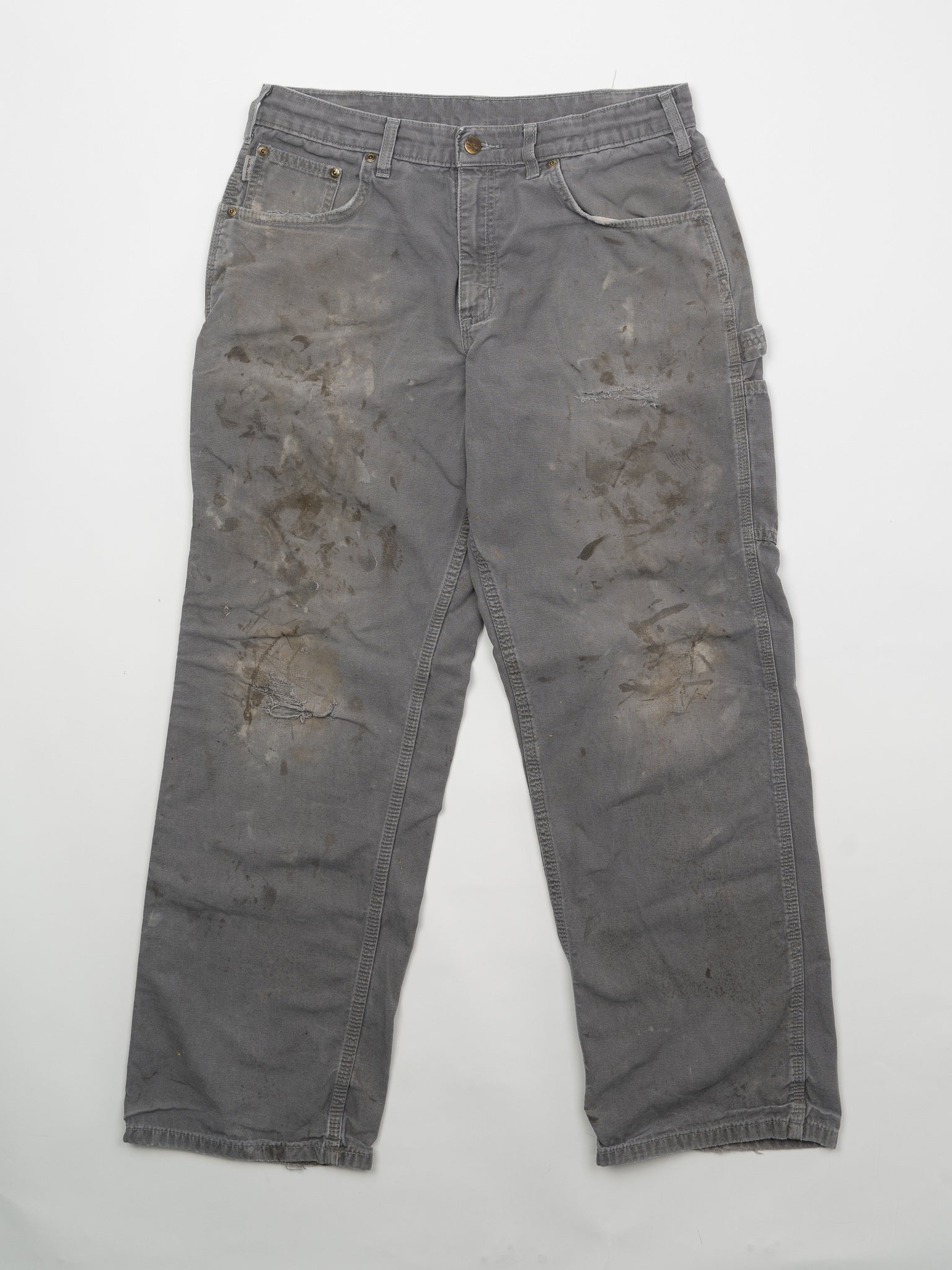 Vintage Grey Paint Stained Carhartt Cargo Pants (34 x 32)