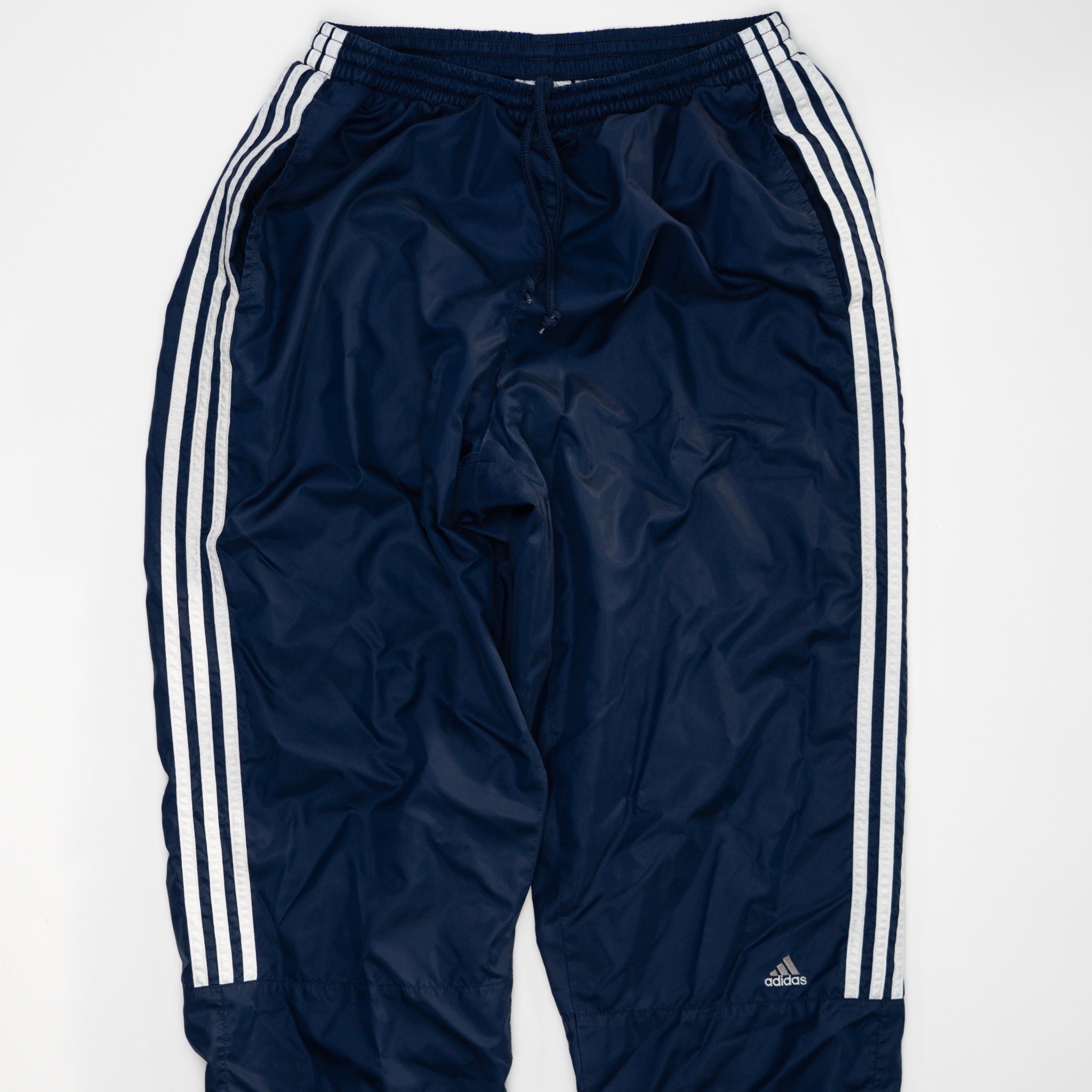 Vintage Blue Adidas Striped Windbreaker Pants (L) | Rebalance Vintage.