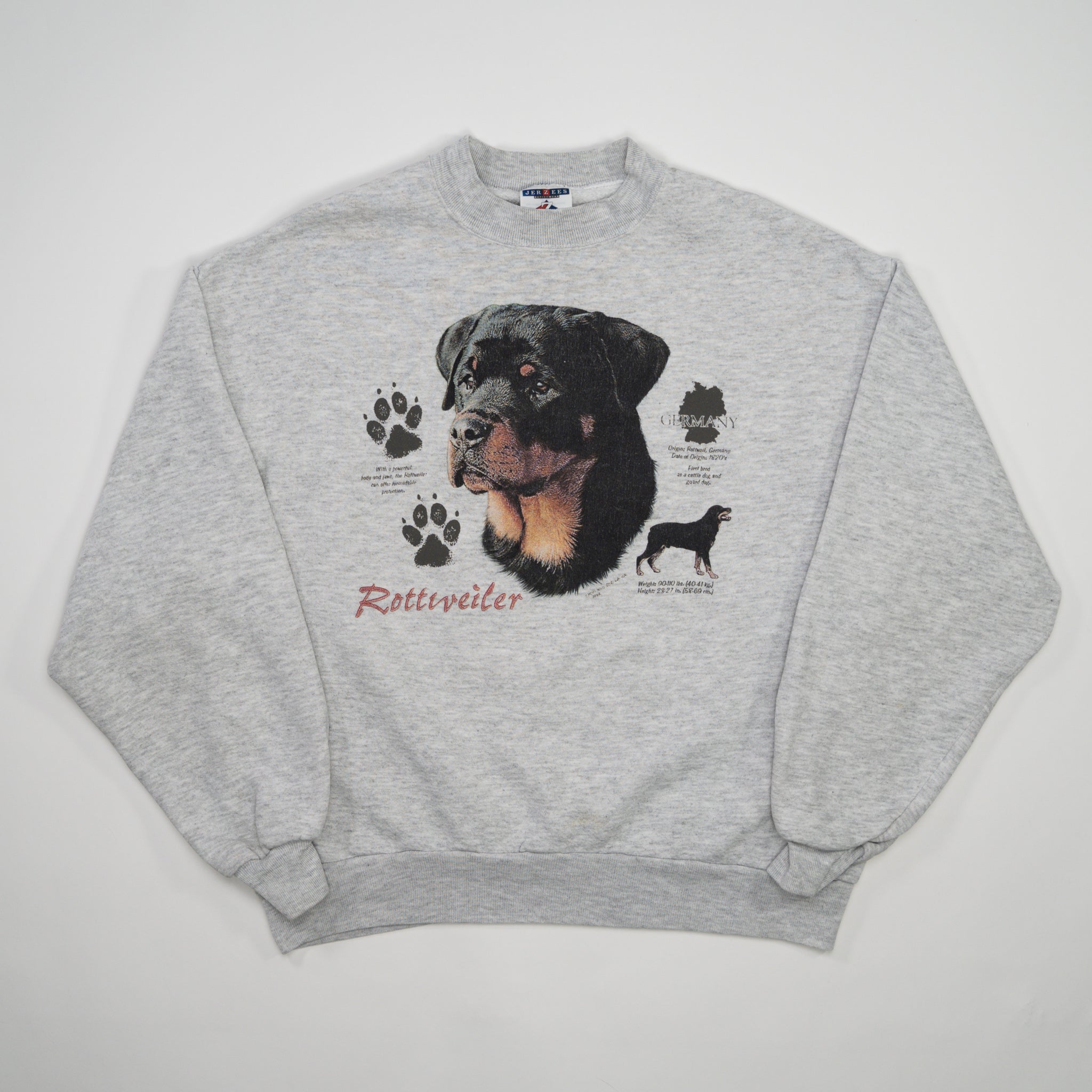 Vintage 90s Grey Rottweiler Dog Crewneck (L)