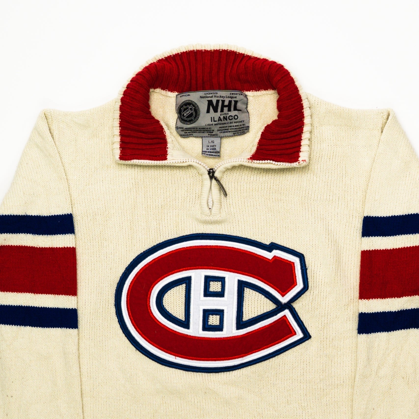 Vintage MTL Canadiennes 1/4 zip Knit Sweater (L) | Rebalance Vintage.