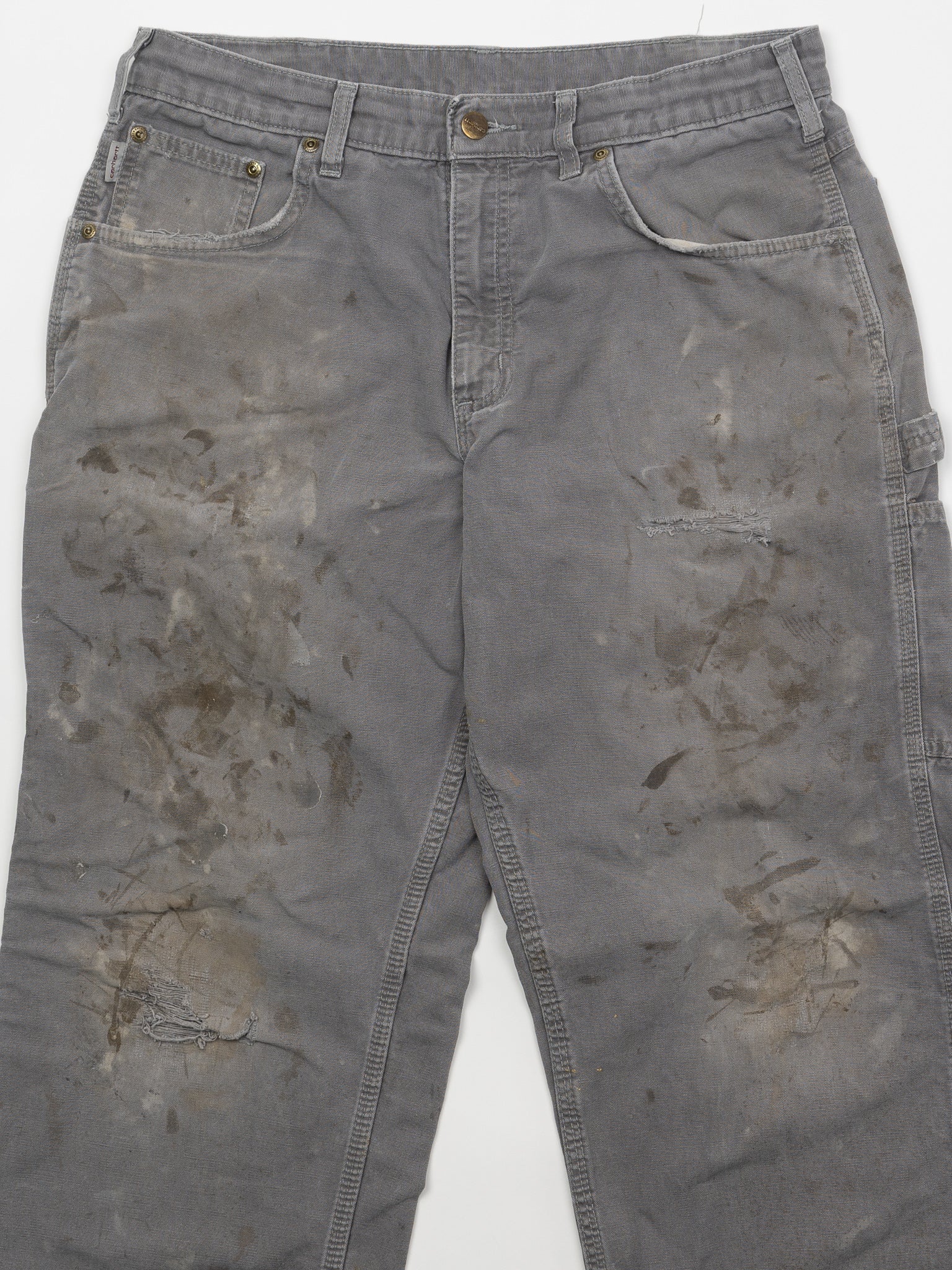 Vintage Grey Paint Stained Carhartt Cargo Pants (34 x 32)