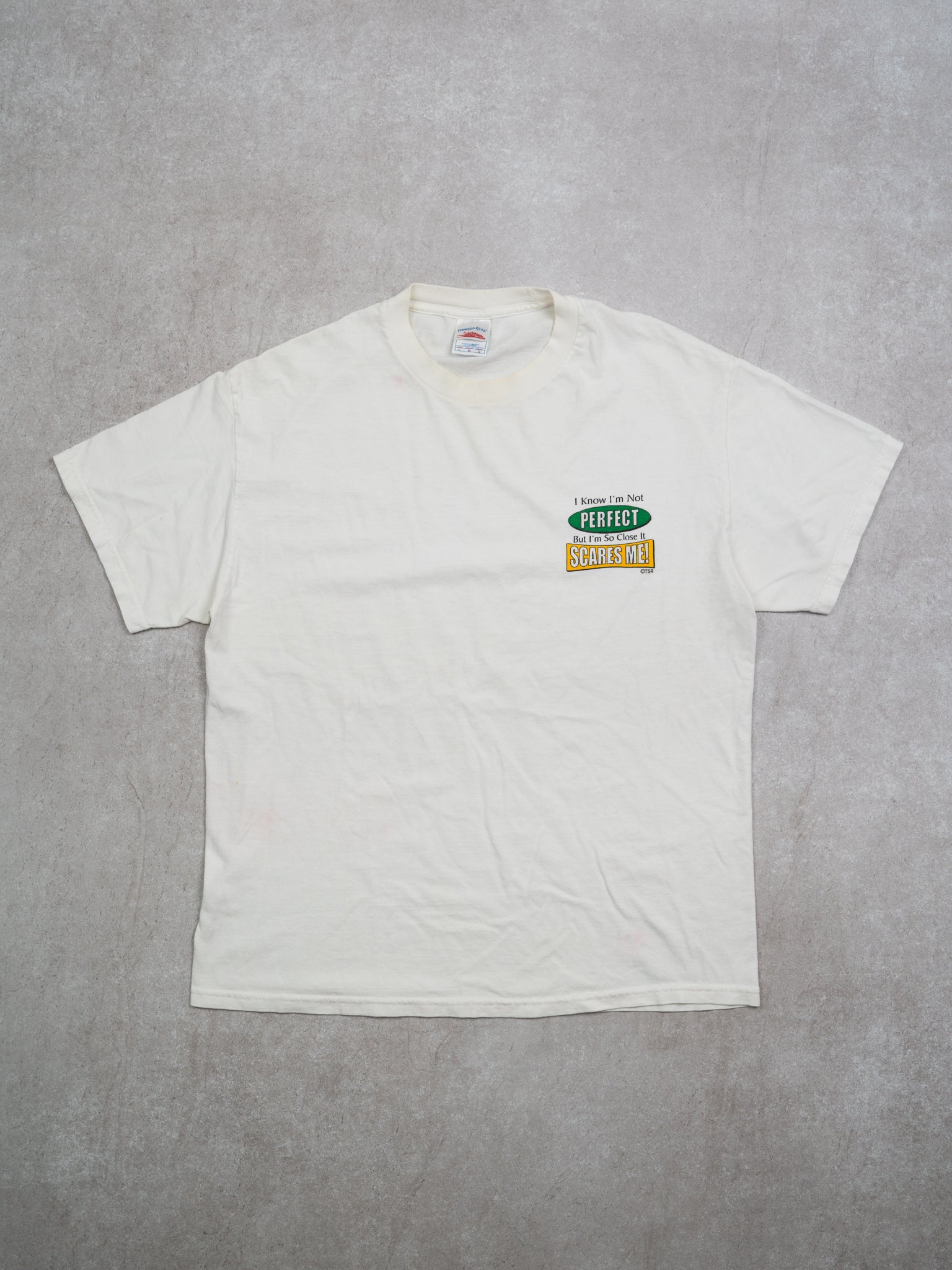 Vintage 90s White 'I Know Im Not Perfect' Tee (M)