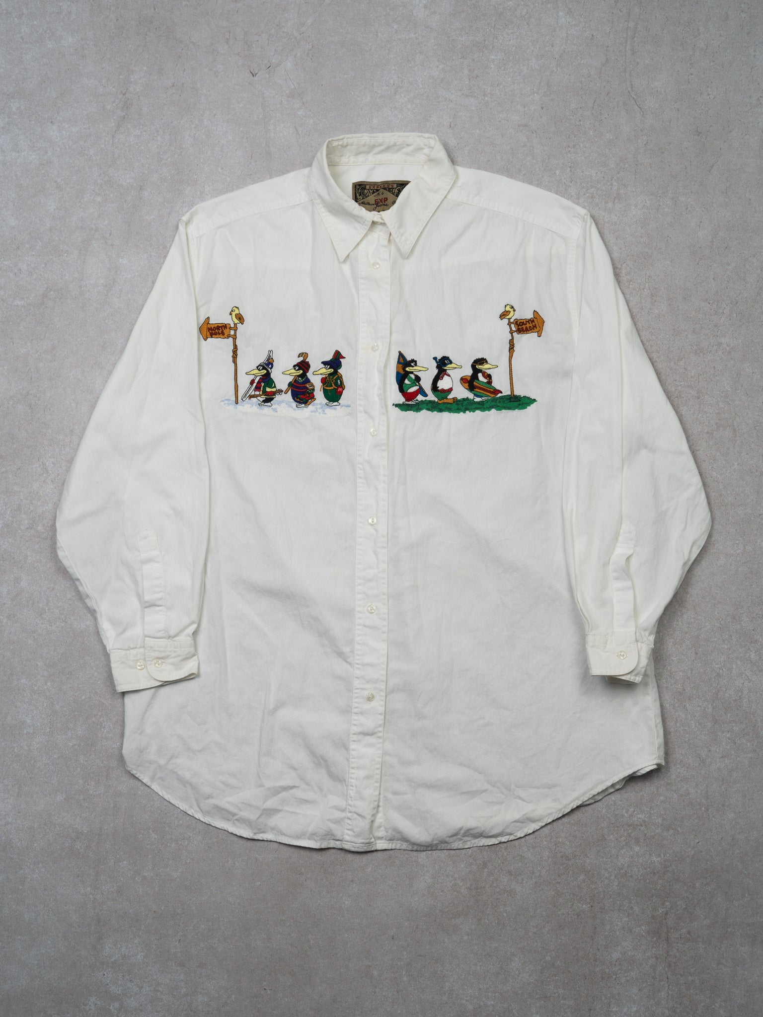 Vintage White Penguin South Beach Long Sleeve Button Up (L)