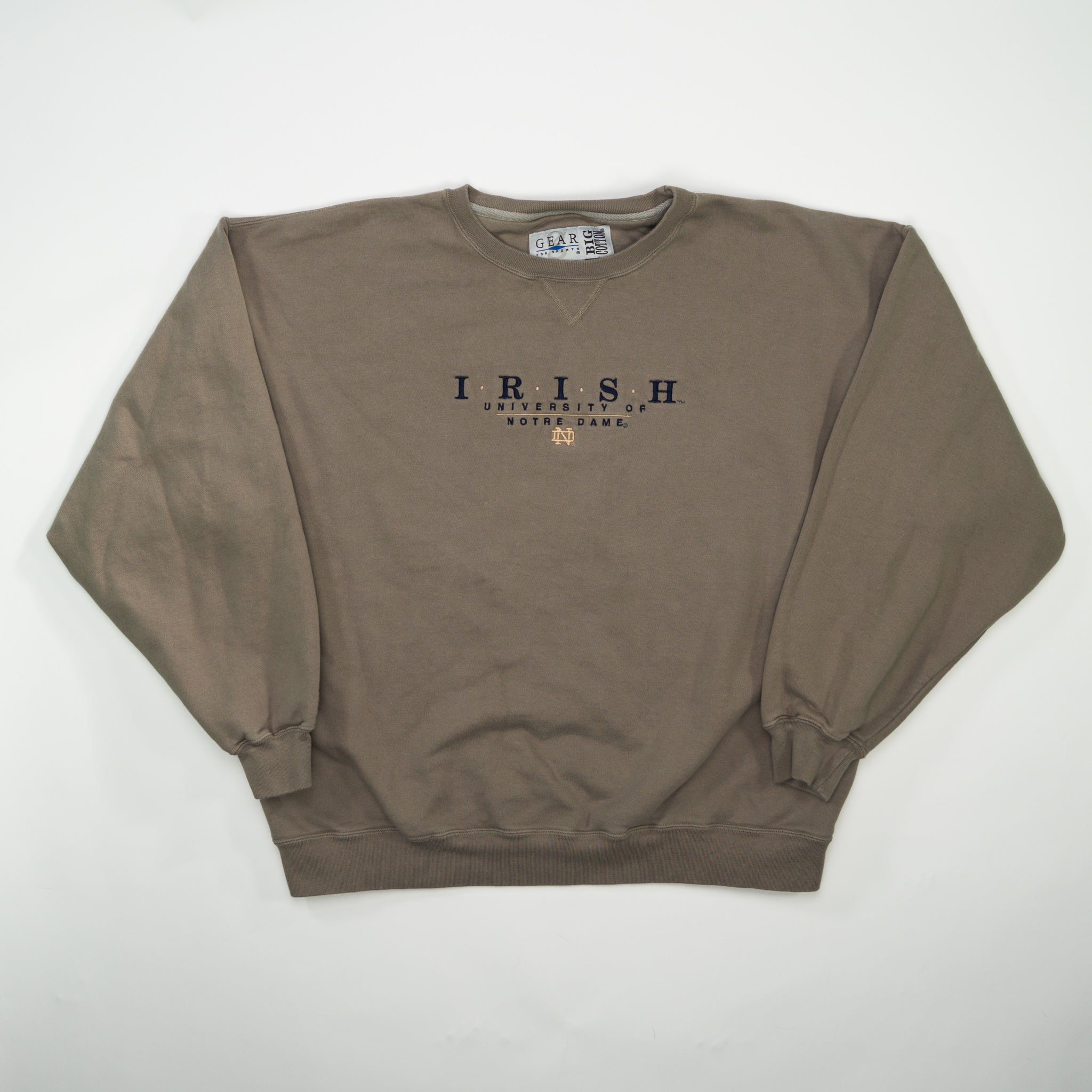 Vintage Brown Irish Notre Dame University Crewneck (L/XL)
