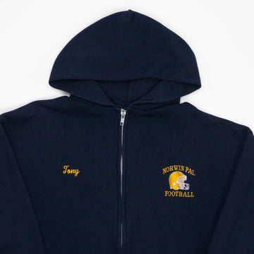 Vintage Navy Norwin Pal FootBall Russell Athletic Zip Up Sweater (M) | Rebalance Vintage.