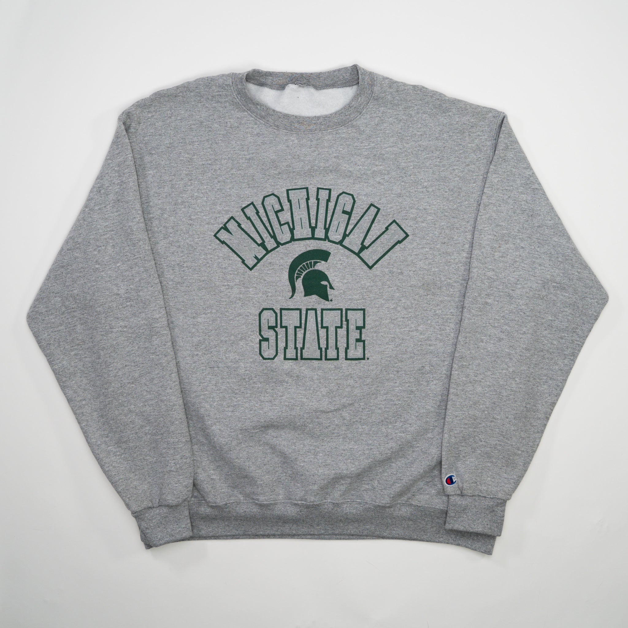 Vintage Grey + Green Michigan State Champion Crewneck (L)