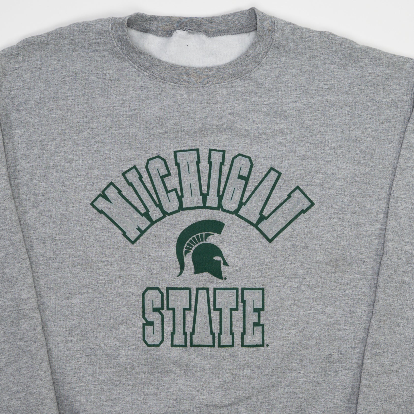 Vintage Grey + Green Michigan State Champion Crewneck (L)