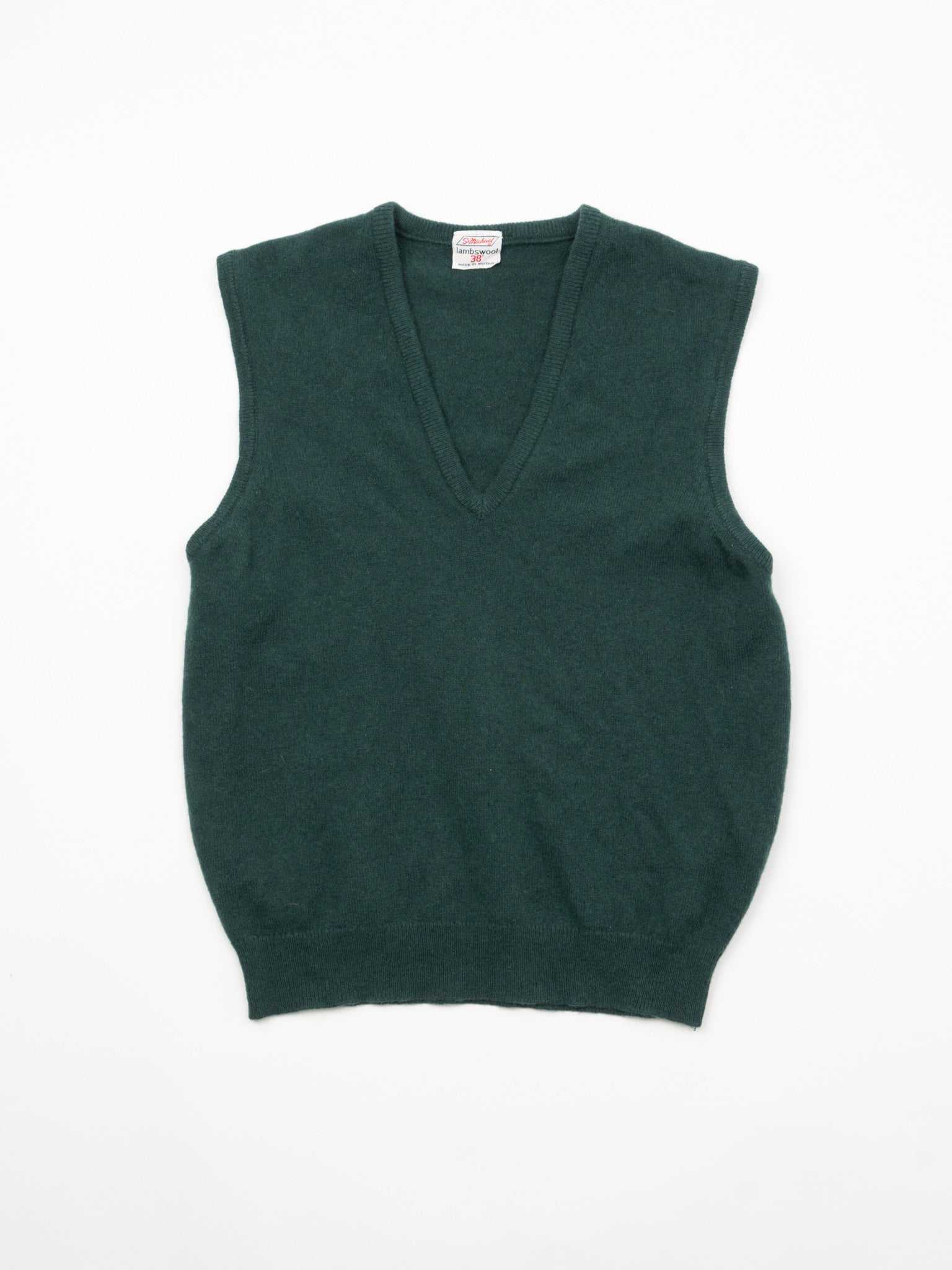 Vintage 70s Green St Michael Lambswool Sweater Vest (XS)