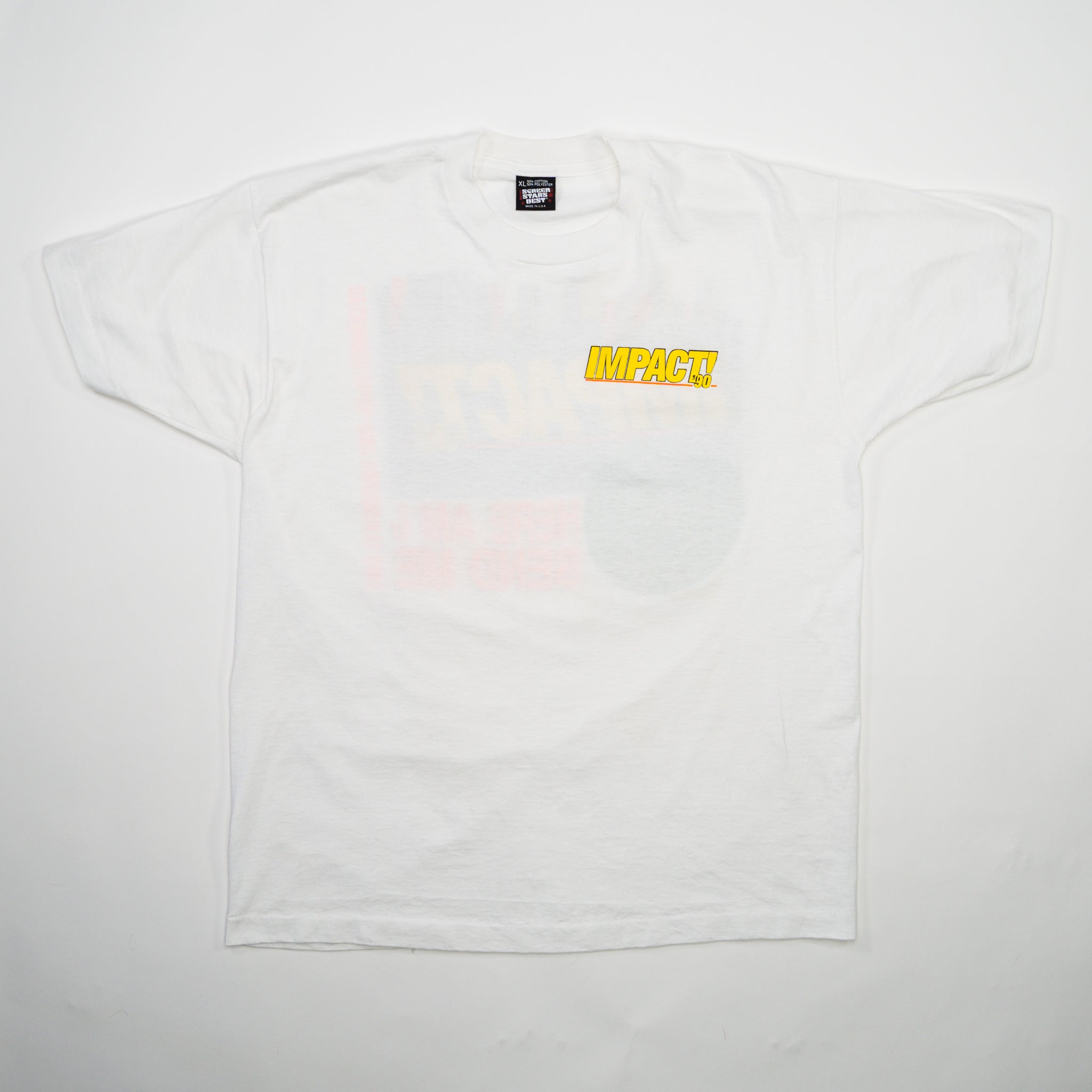 Vintage '90 White Impact Graphic Single Stitch Tee (M)