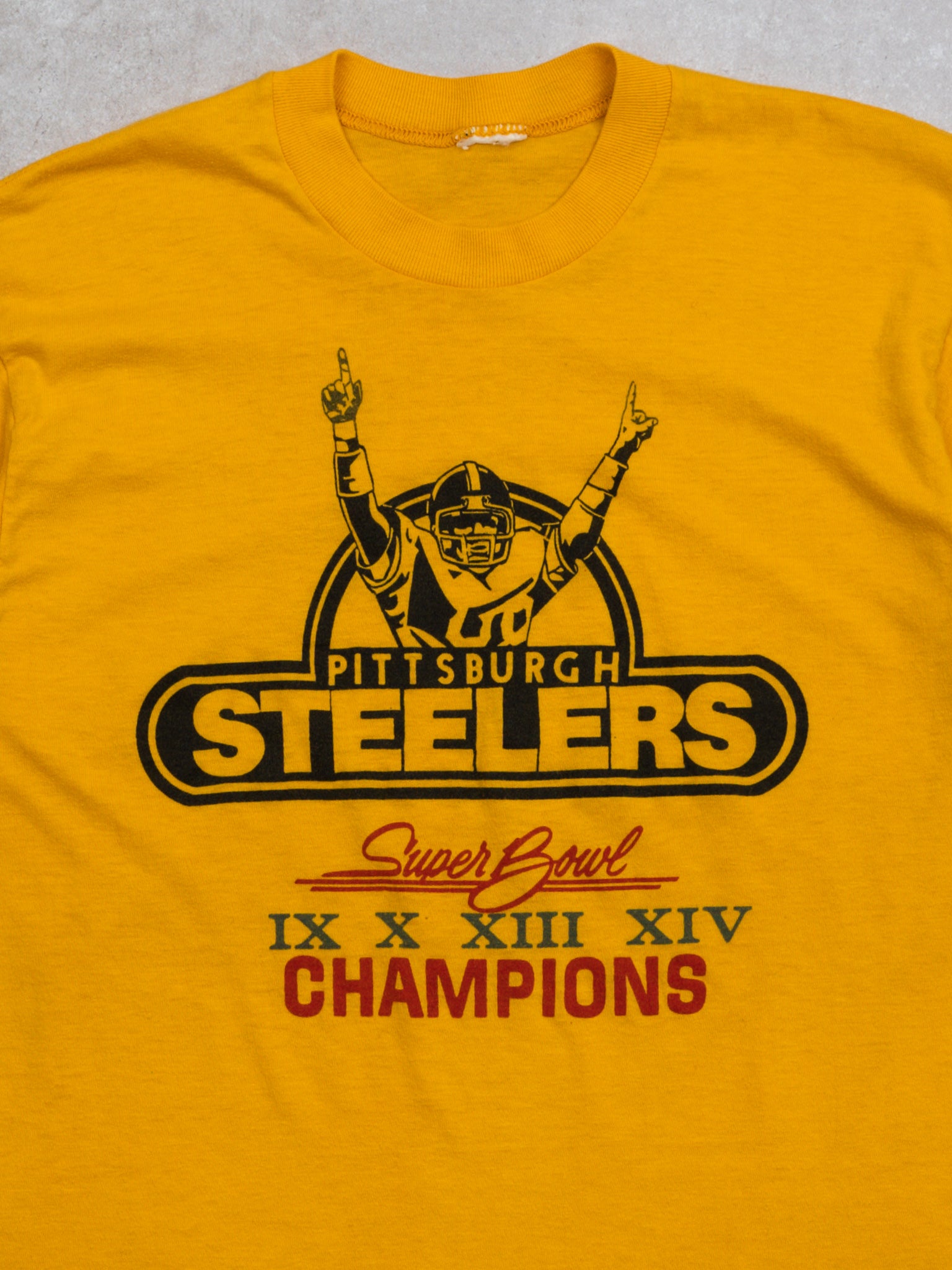 Vintage 80s Yellow Steelers Champions Single Stitch Tee (S)