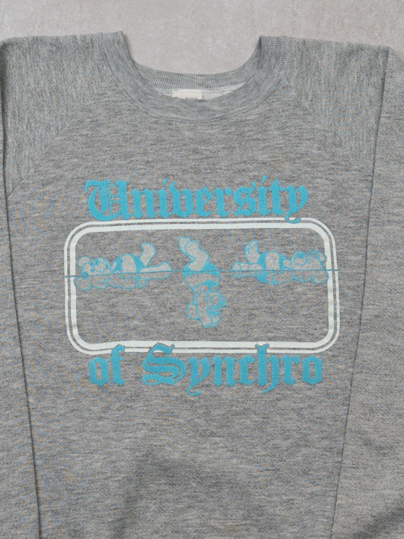 Vintage 80s Grey University of Synchro Crewneck (L)