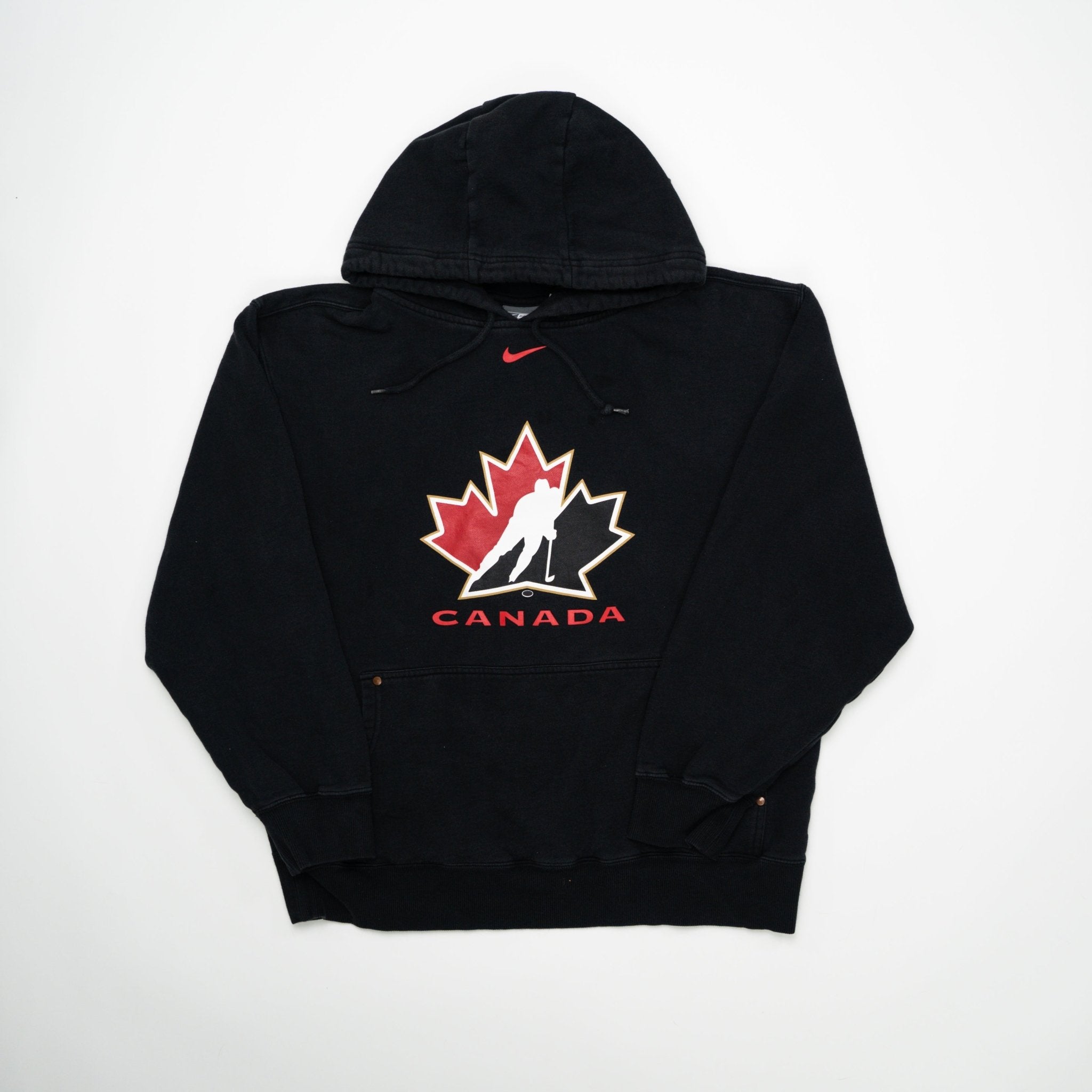 Vintage Black Team Canada x Nike Center Check Hoodie (L) | Rebalance Vintage.