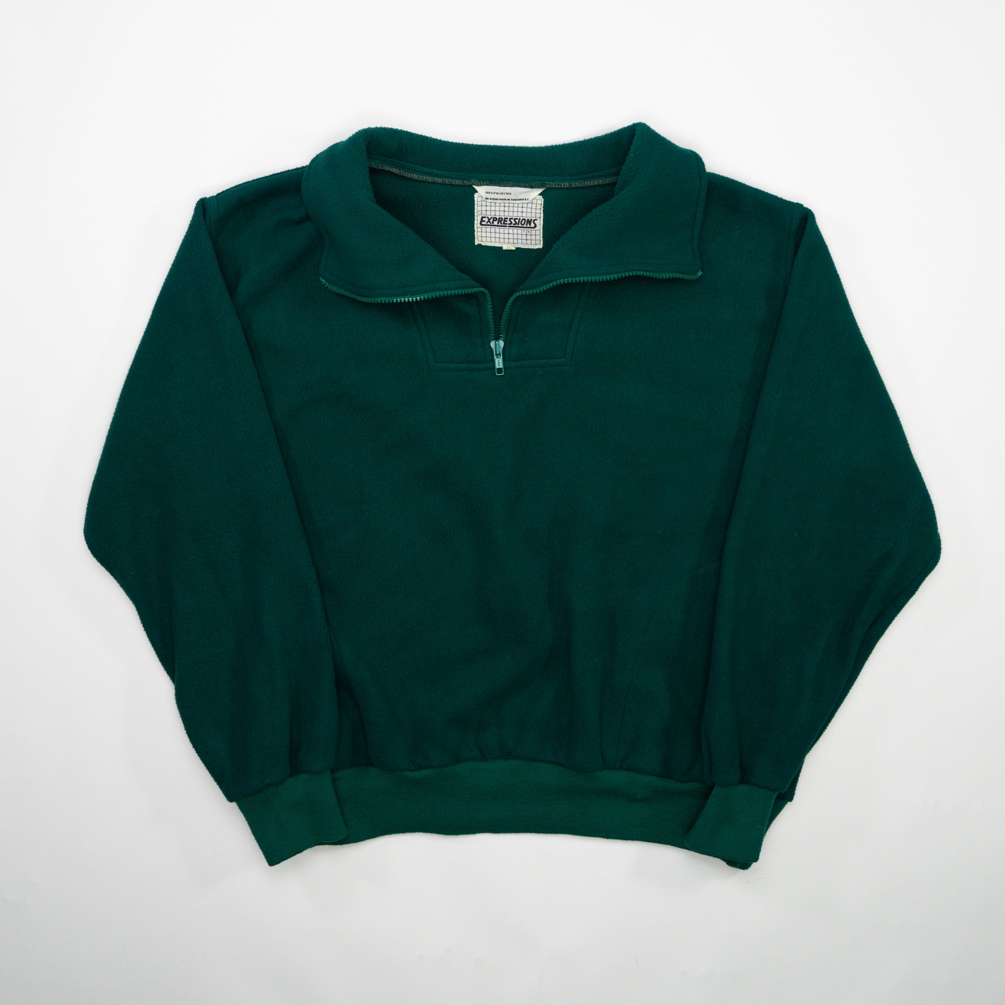 Vintage 80s Blank Green Fleece 1/4 Zip Sweater (L) – Rebalance Vintage