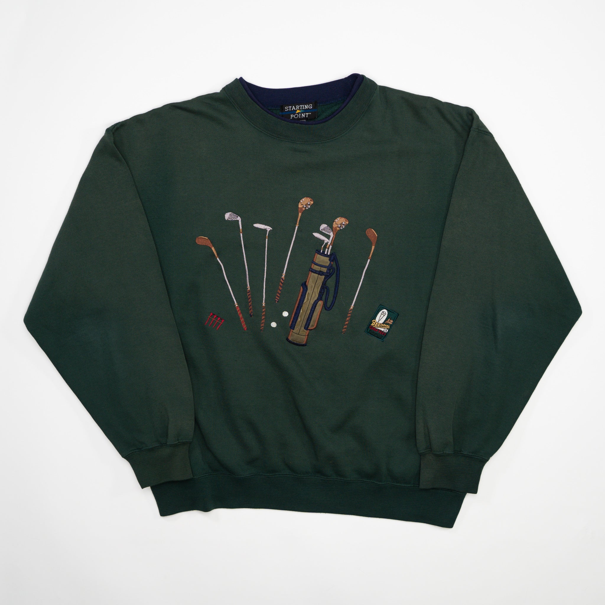 Vintage 90s Green Golf Clubs Crewneck (L)