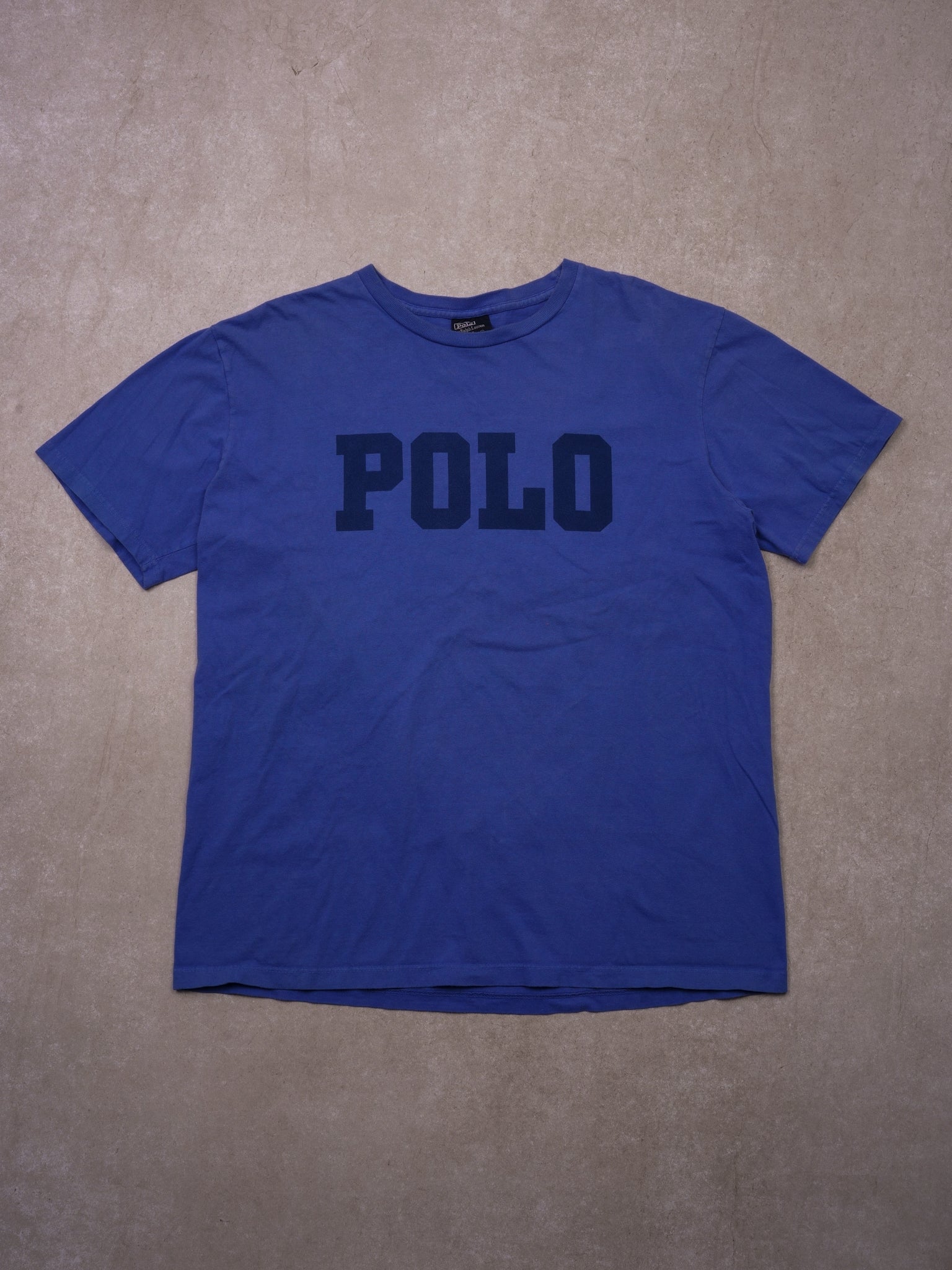 Vintage 90s Washed Royal Blue Polo Ralph Lauren Tee (M)