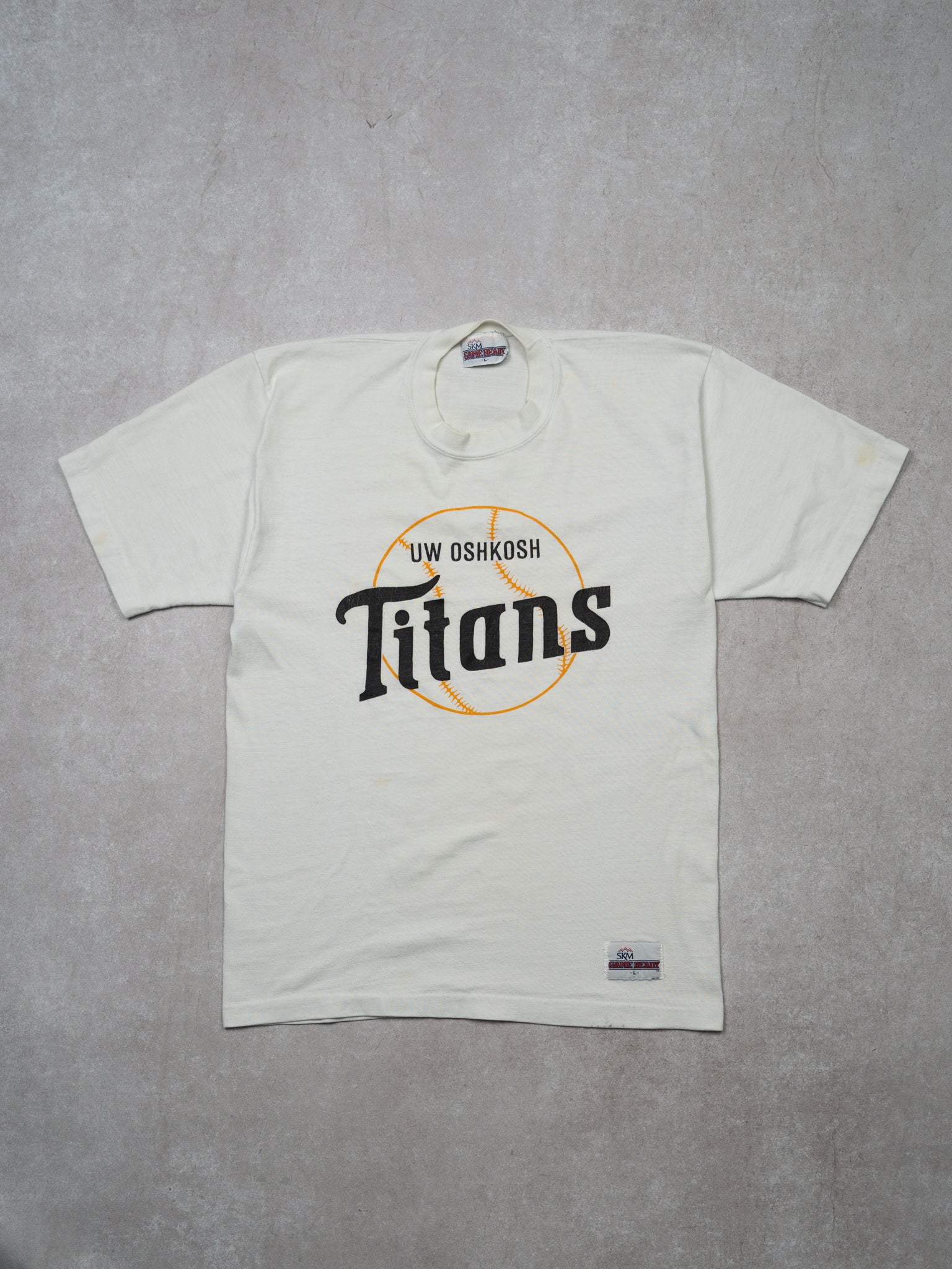 Vintage 80s White UW Oshkosh Titans Tee (S)