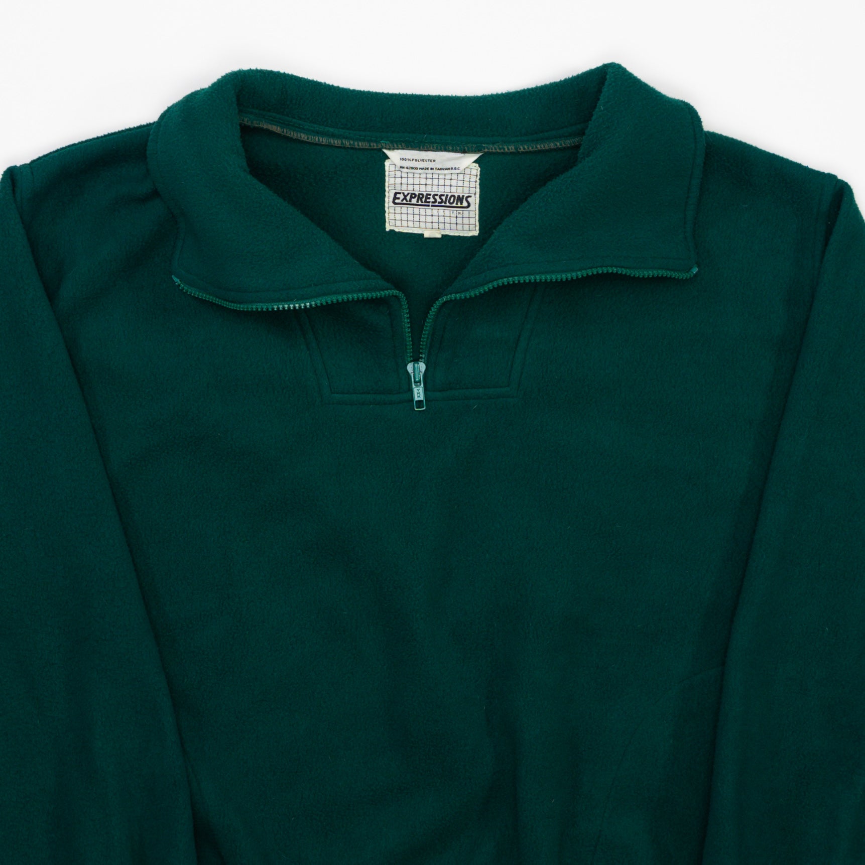 Vintage 80s Blank Green Fleece 1/4 Zip Sweater (L)