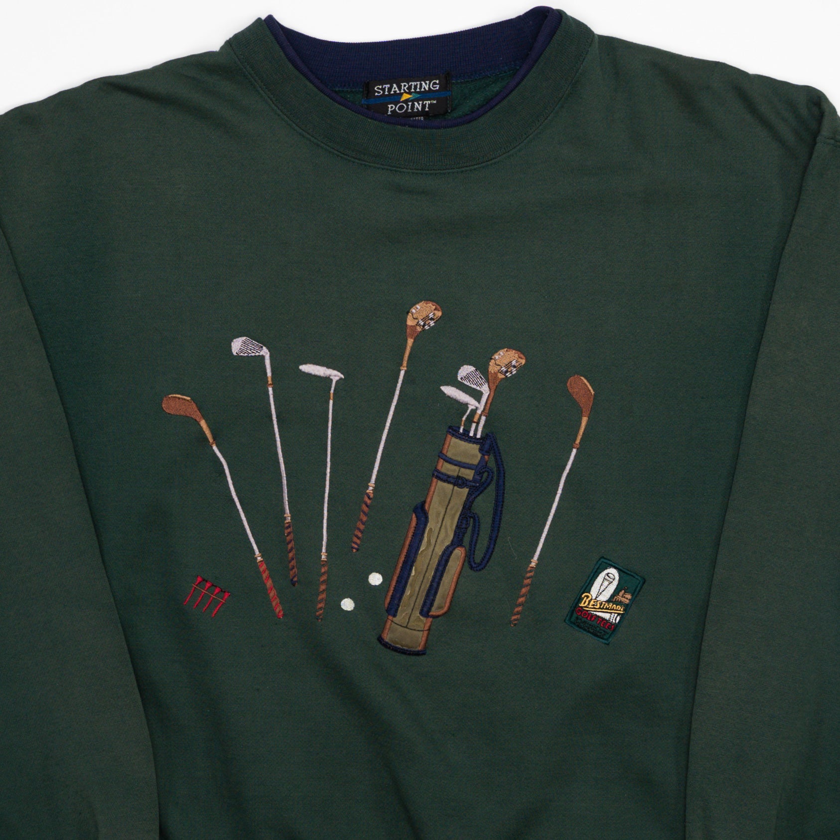 Vintage 90s Green Golf Clubs Crewneck (L)