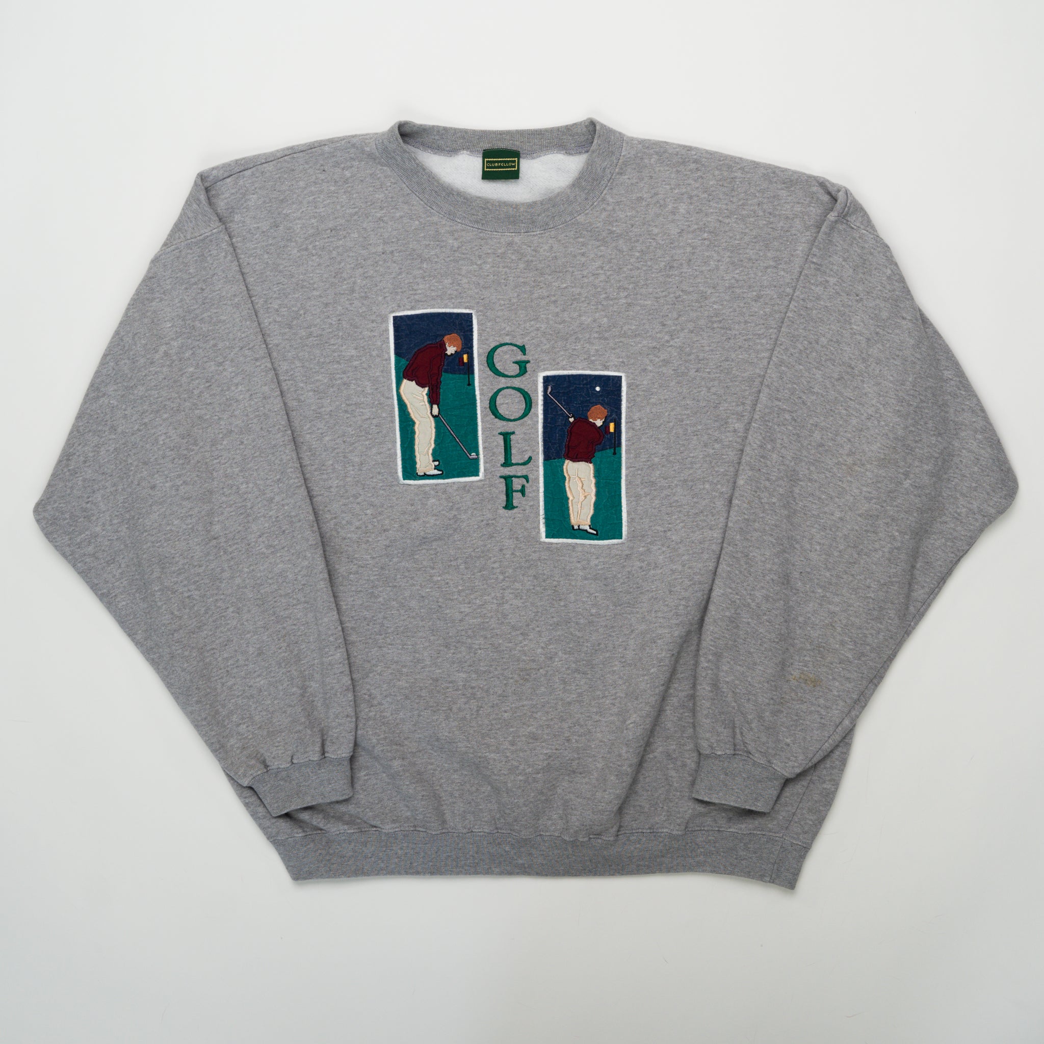 Vintage Grey Golf Embroidered Crewneck (L) | Rebalance Vintage.