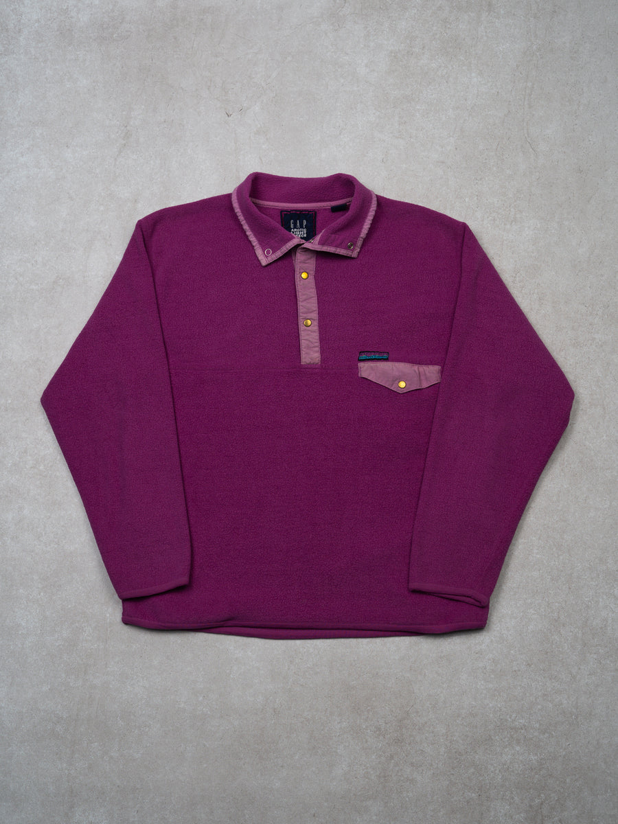 Vintatge 90s Magenta Gap Arctic Fleece 1/4 Button Sweater (M)