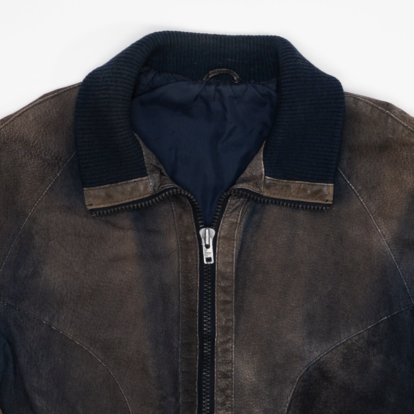Vintage 90s Sun Faded Leather Bomber (M) | Rebalance Vintage.