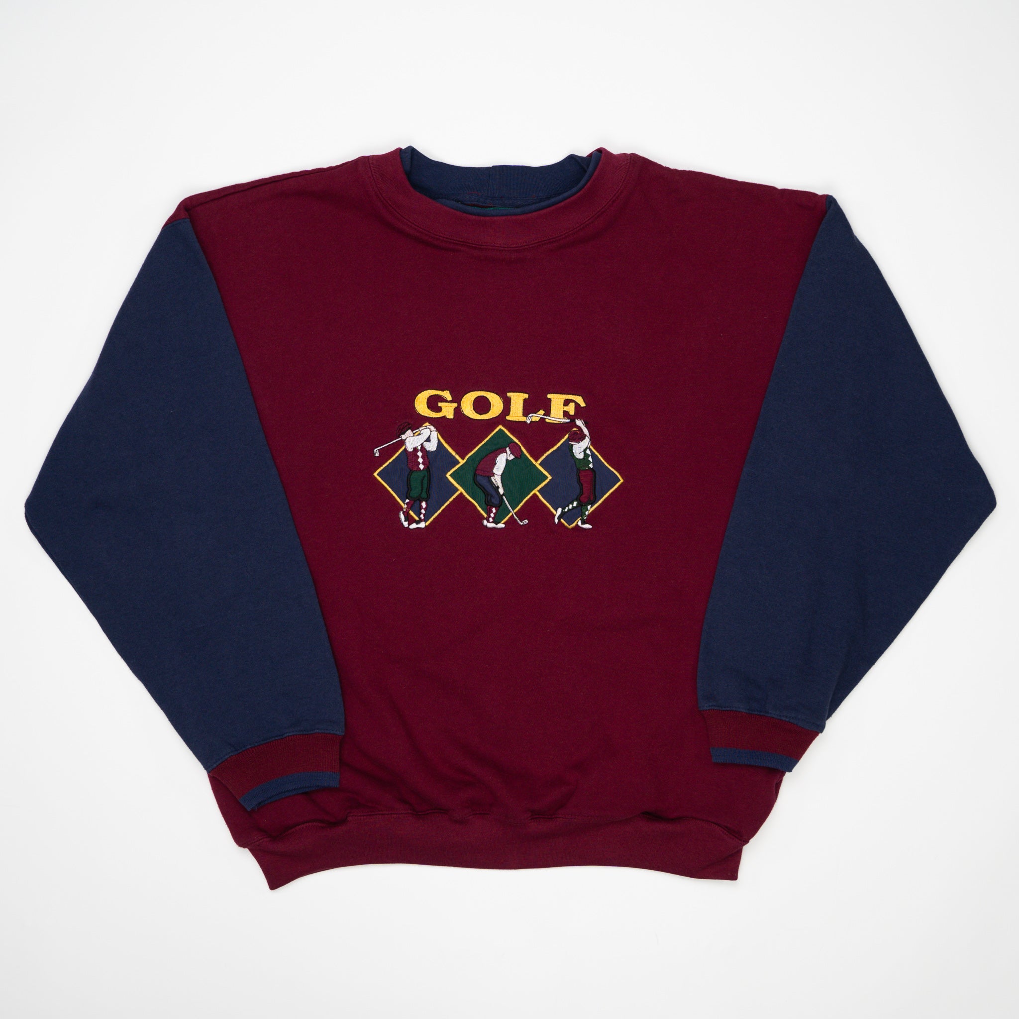 Vintage 90s Maroon + Navy Golf Crewneck (L) | Rebalance Vintage.