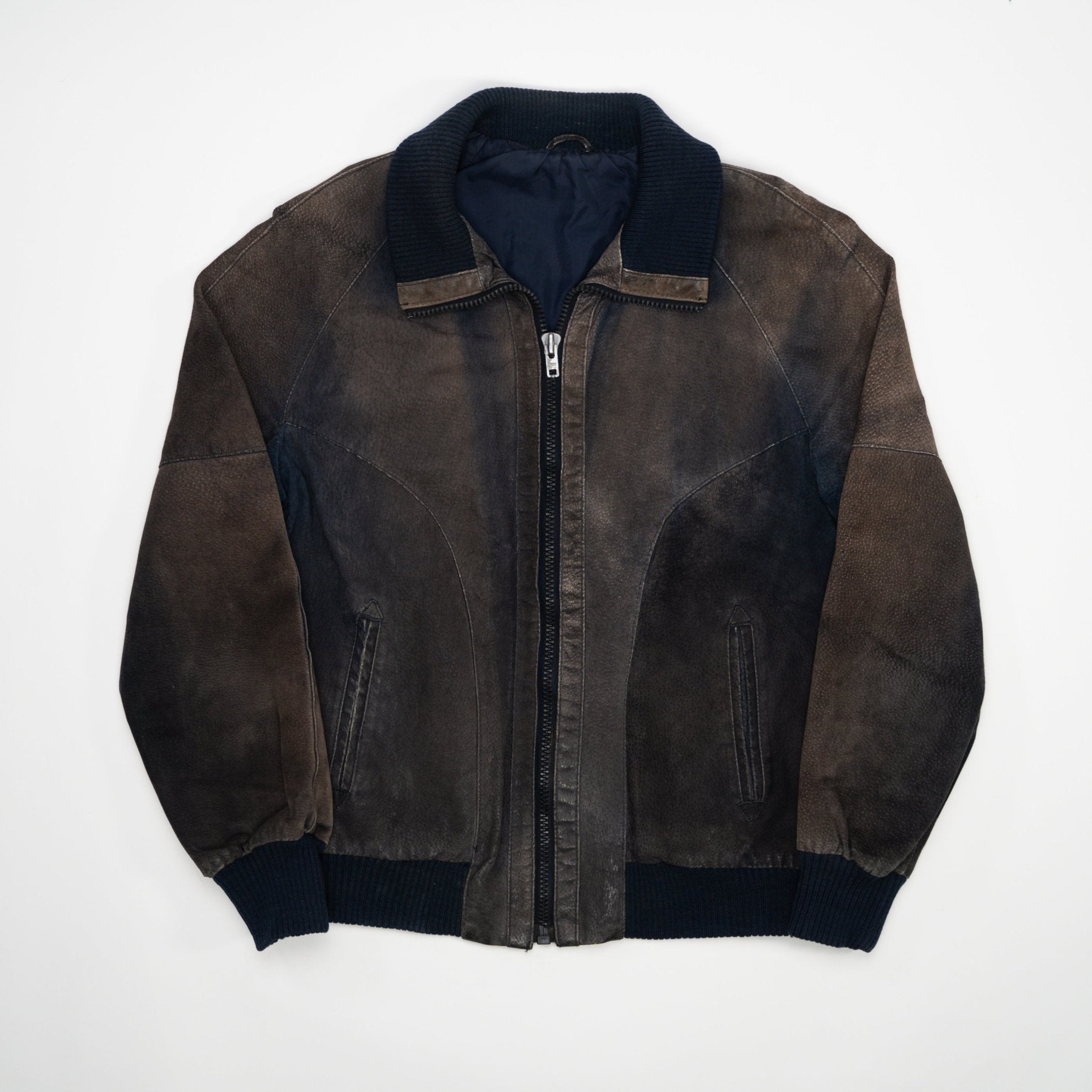 Vintage 90s Sun Faded Leather Bomber (M) | Rebalance Vintage.