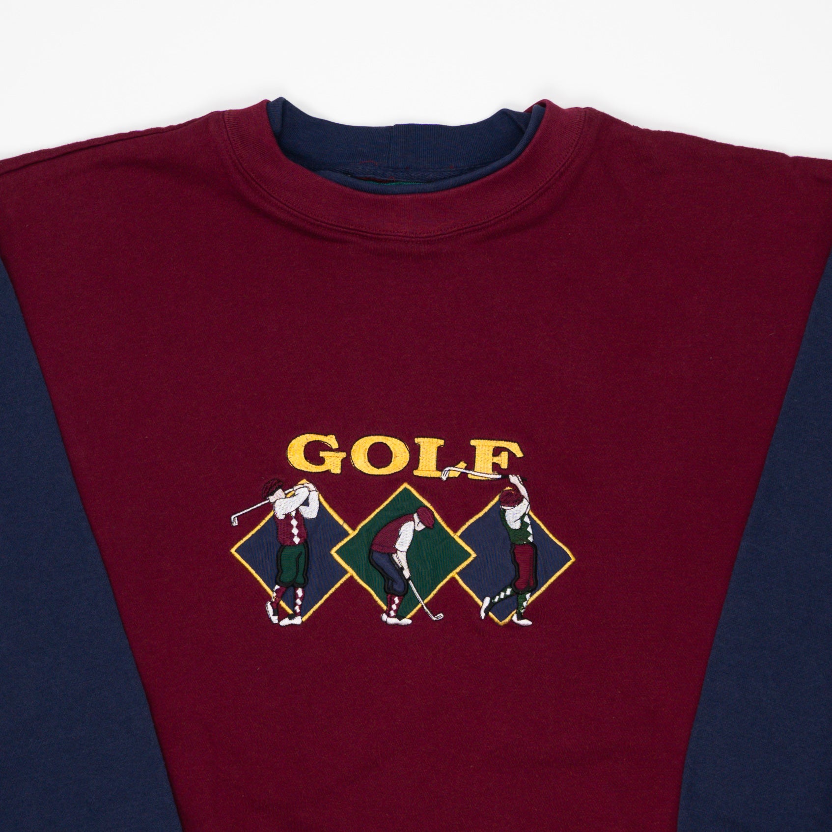 Vintage 90s Maroon + Navy Golf Crewneck (L) | Rebalance Vintage.