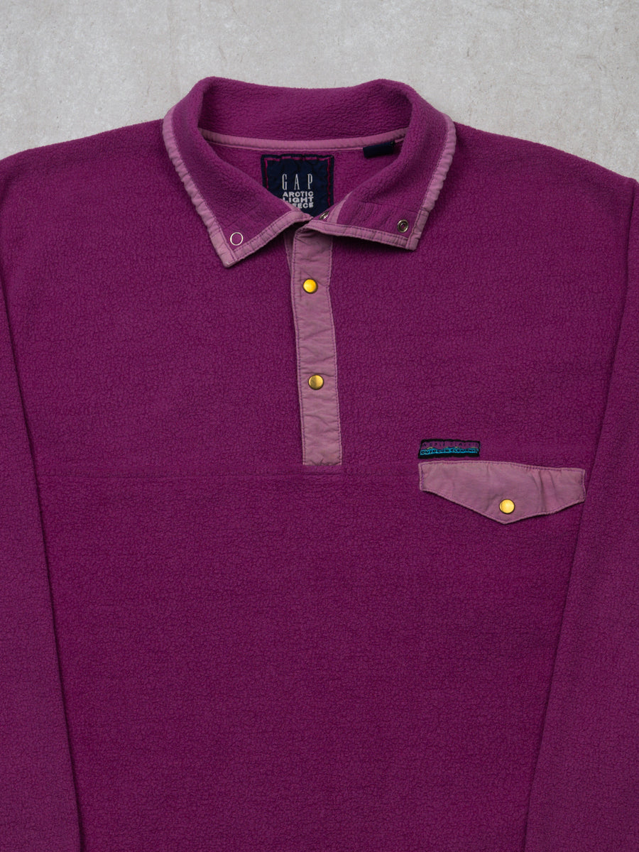 Vintatge 90s Magenta Gap Arctic Fleece 1/4 Button Sweater (M)
