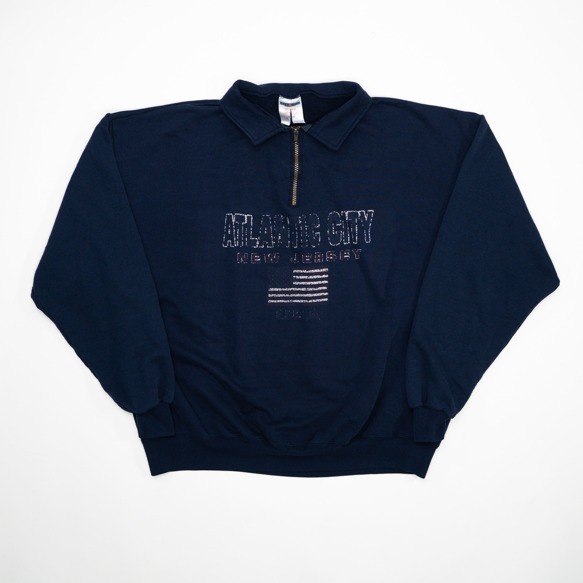 Vintage Blue Atlantic City New Jersey 1/4 Zip Sweater (L/XL) | Rebalance Vintage.