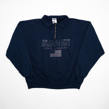 Vintage Blue Atlantic City New Jersey 1/4 Zip Sweater (L/XL) | Rebalance Vintage.