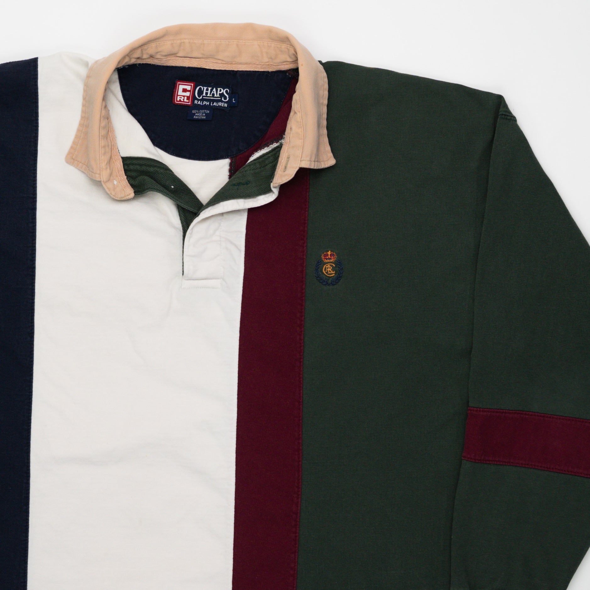 Vintage Chaps Multicolour Rugby Long Sleeve (L) | Rebalance Vintage.