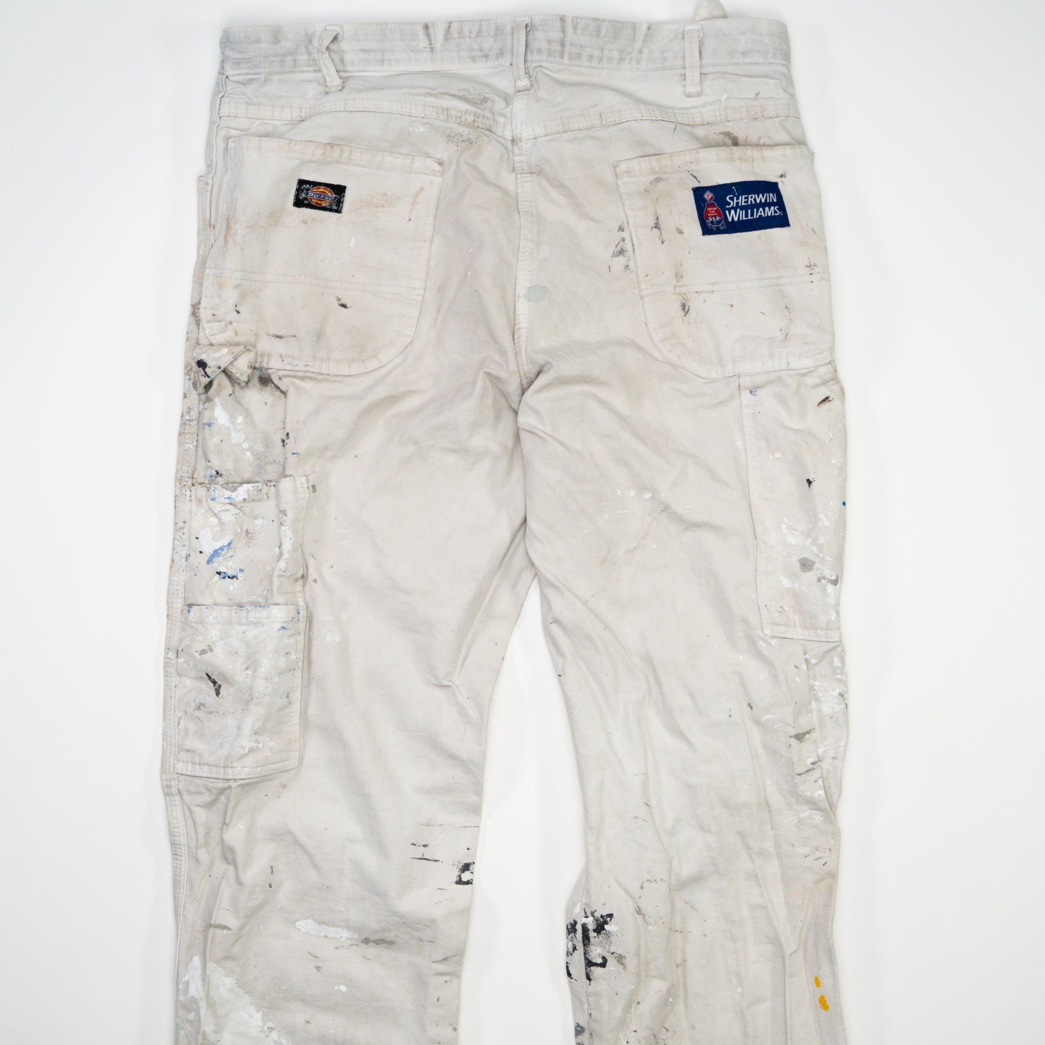Vintage Light Beige Paint Splashed Dickies Cargo Pants (36 x 34)