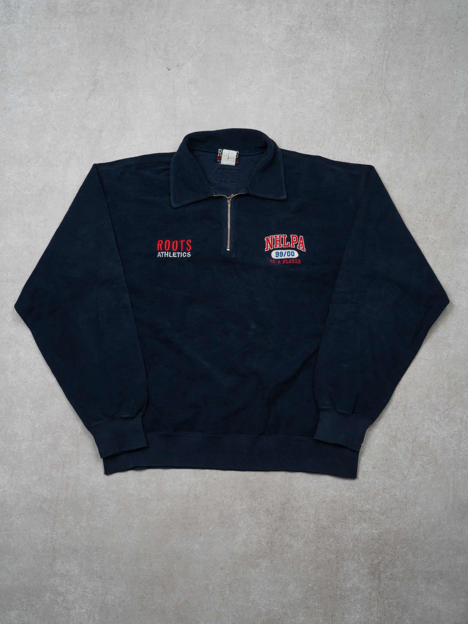 Vintage '99 Blue Roots x NHLPA 1/4 Zip Sweater (XL)