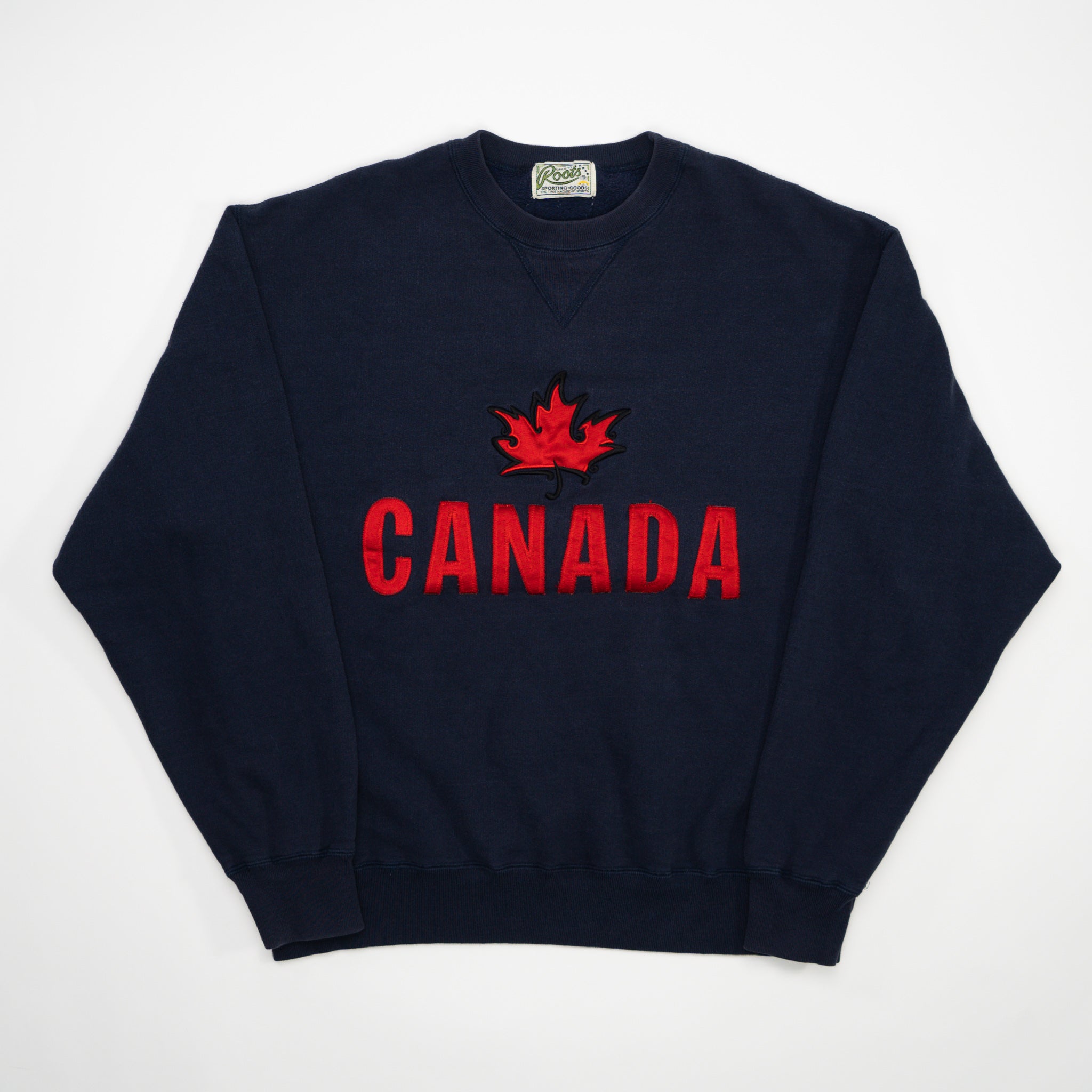 Vintage Blue Roots x Canada Maple Leaf Crewneck (L) | Rebalance Vintage.
